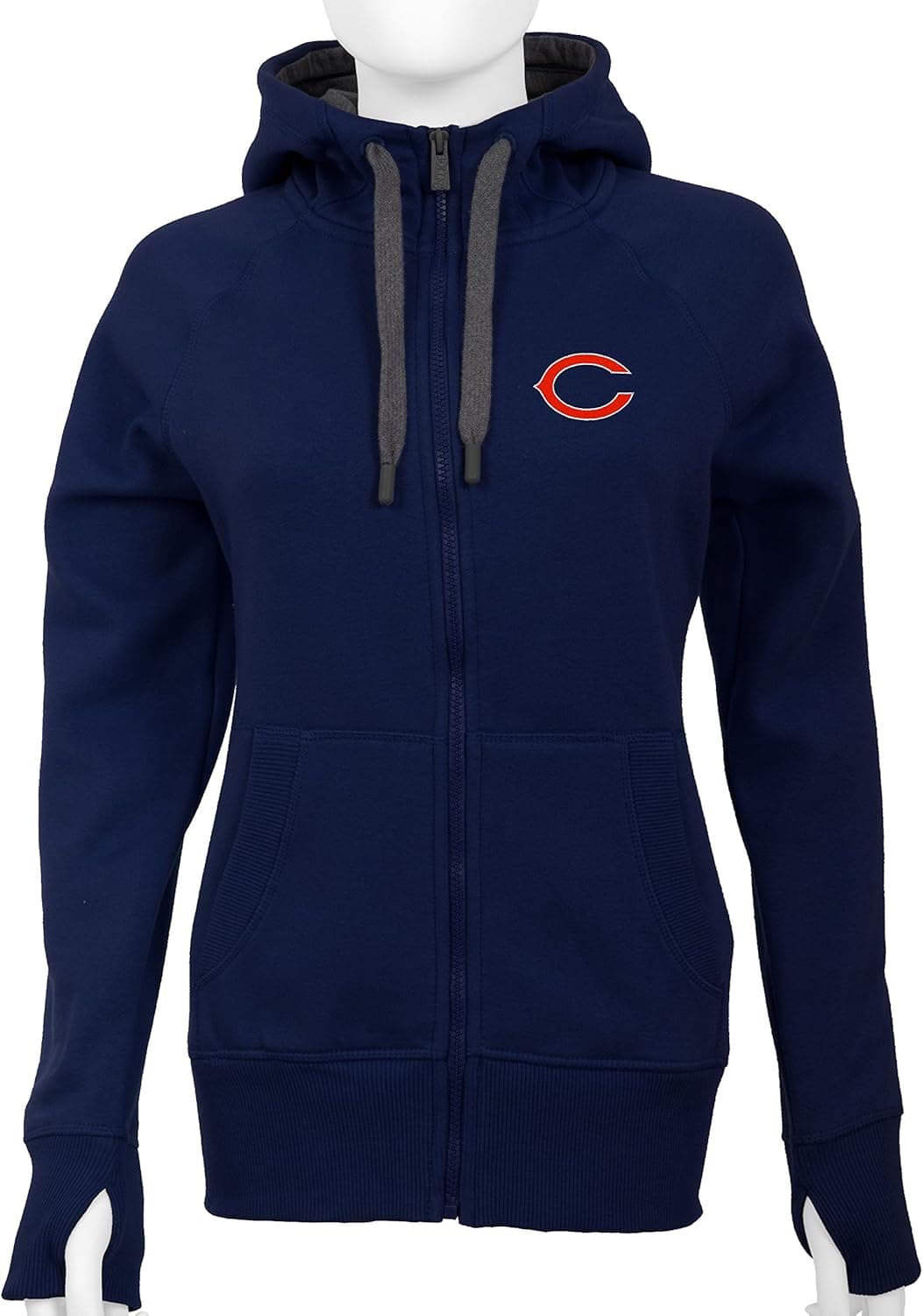 Antigua Chicago Bears Women's Navy Victory Zip-Up Hooded Sweatshirt