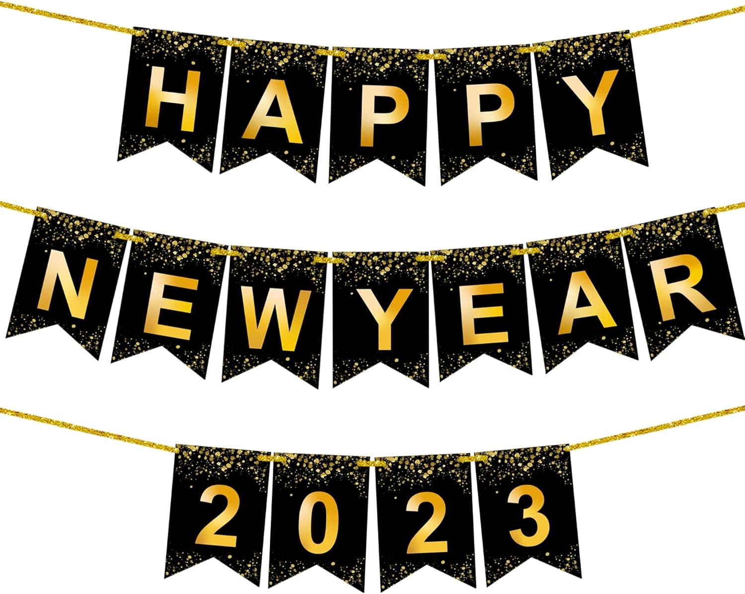 Shiny, Happy New Year Banner 2023-10 Feet, No DIY | Happy New Year Decorations 2023 Banner | Happy New Year Sign, New Years Eve Party Supplies 2023 | New Years Eve Decorations, NYE Decorations 2023