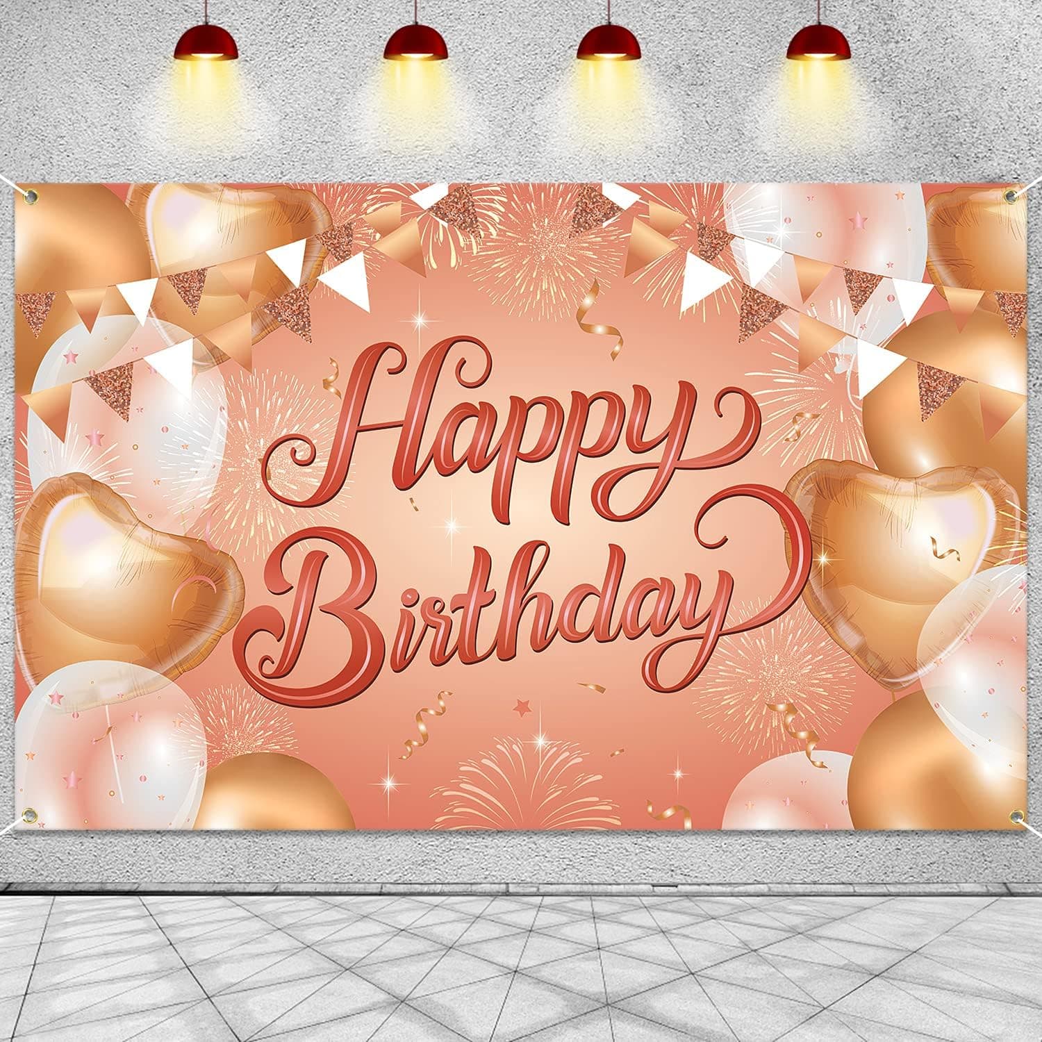 Happy Birthday Decorations Banner, Pink and Gold Happy Birthday Party Decorations Supplies Birthday Party Backdrop for Women and Girls Happy Birthday Banner Party Decoration, 70.9 x 45.3 Inch