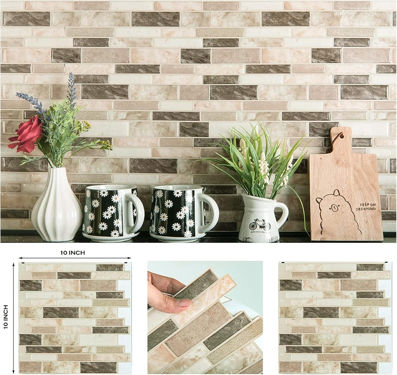 STIQUICK TILES Peel and Stick Backsplash - for Kitchen Decorative Tiles (A-Polito Bella)