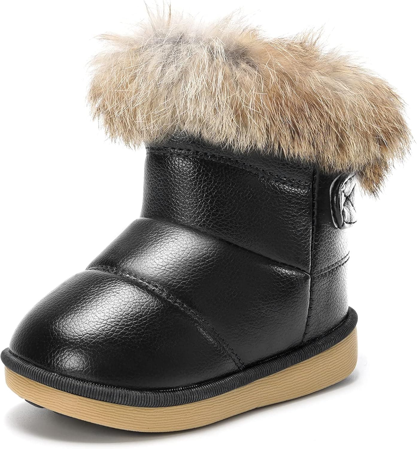 KVbabby Girl's Snow Boots Toddler Boots Kids Warm Winter Boots Fur Lined Waterproof Boots PU Leather Non-Slip