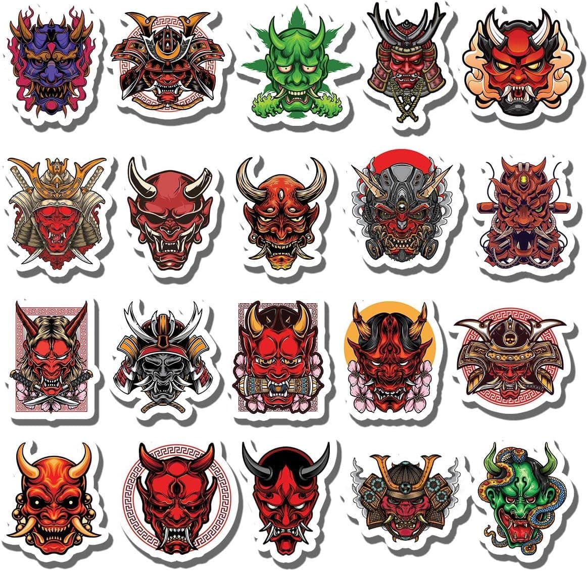 20 PCS Stickers Pack Oni Aesthetic Vinyl Colorful Waterproof for Water Bottle Laptop Bumper Car Bike Luggage Guitar Skateboard