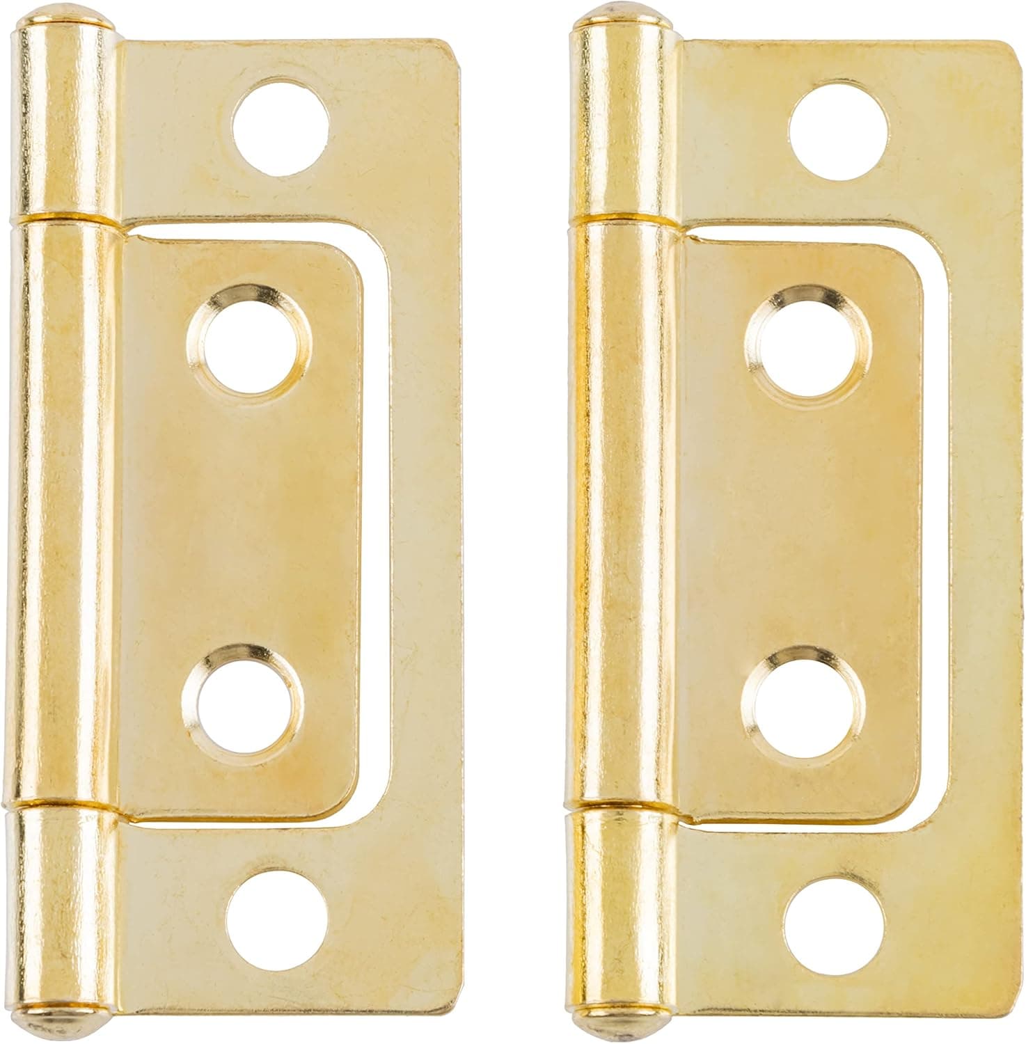 2" x 11/16" Bright Brass Plated Non-Mortise Hinges | Pack of 20 | Cabinet Door, Box, Case Hinges | H11-H529ABP