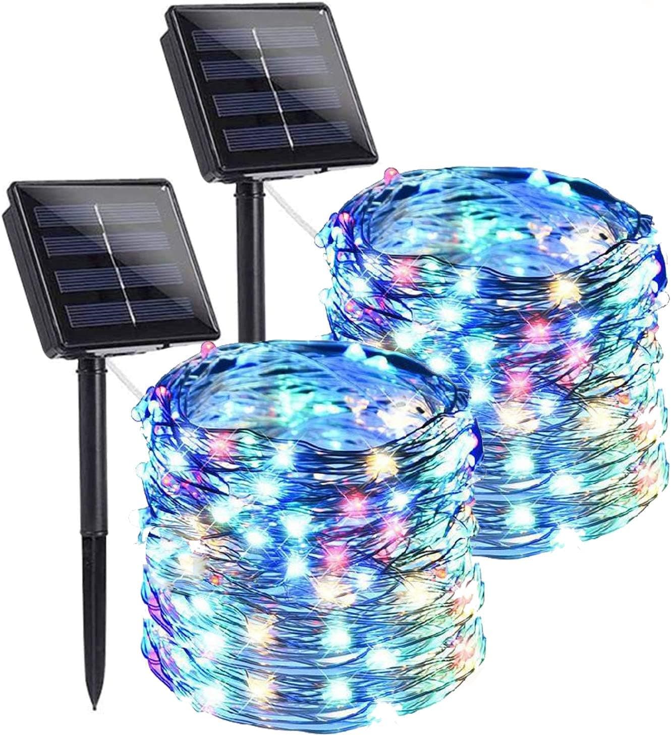 YUESUO Solar String Lights Outdoor,2-Pack Each 72FT 200 LED Solar Powered Fairy Lights with 8 Lighting Modes Waterproof Fairy Christmas Decorative Lights for Garden,Wedding, Homes, Party,Patio(Red)