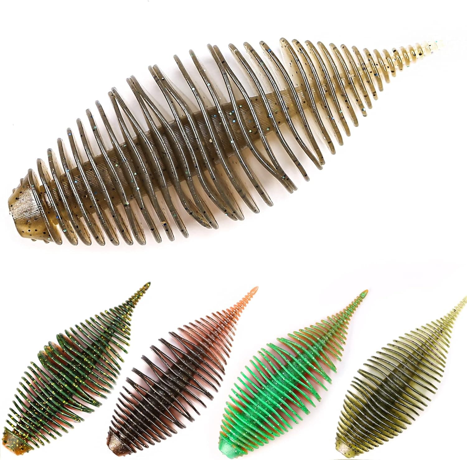 SPARKLYBASS Soft Plastic Fishing Lures for Bass Lures Stick Worms, Bellows gill Bait 15/24/60PCS Soft Plastic Fishing Lures Kit for Freshwater&Saltwater