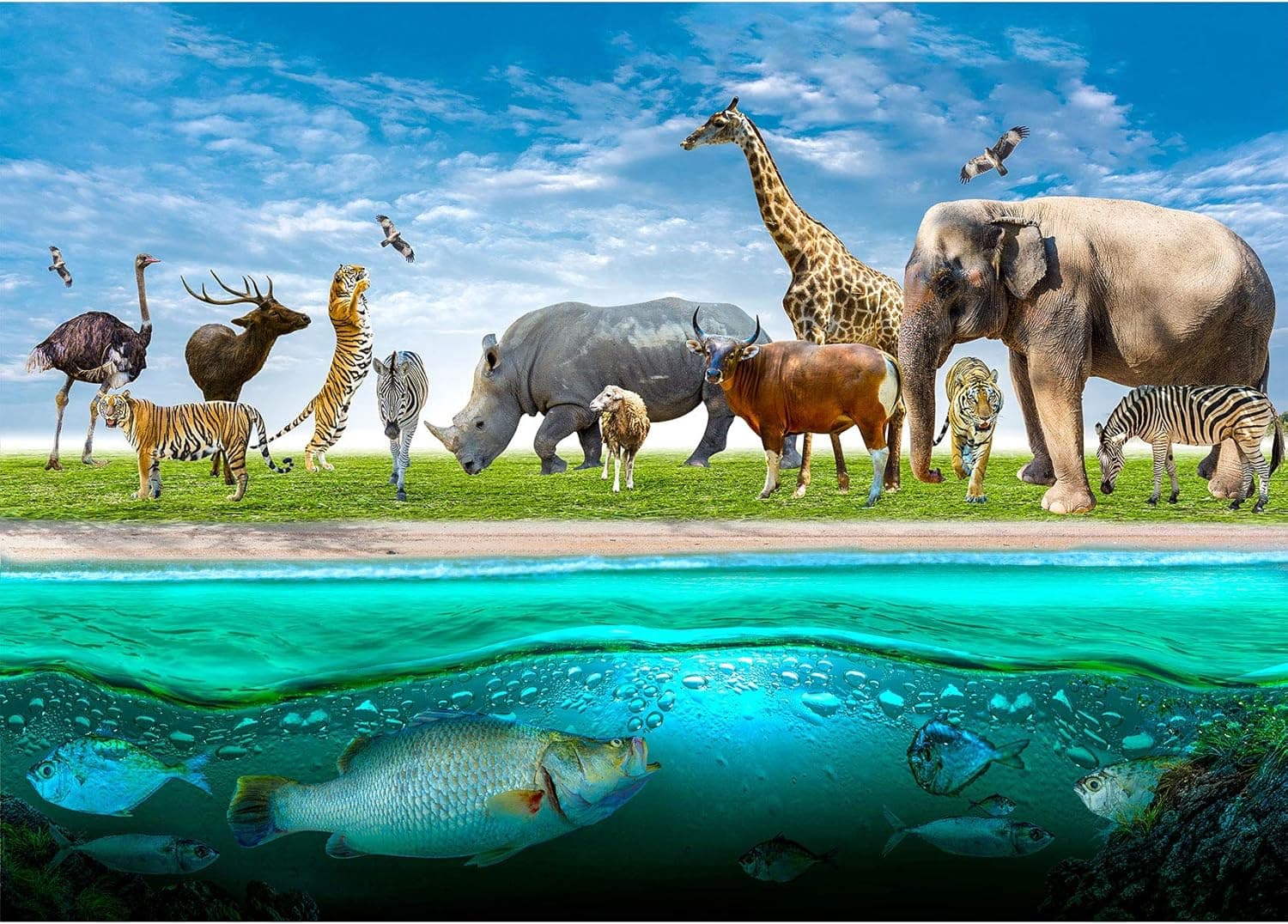 AlTalent Wild Animals Puzzle -1000 Piece Jigsaw Puzzle for Adult Kids Jigsaw Puzzle Educational Intellectual Decompressing Fun Family Game,DIY Mural Toys Gift,Artwork,Animals World Birthday Gift