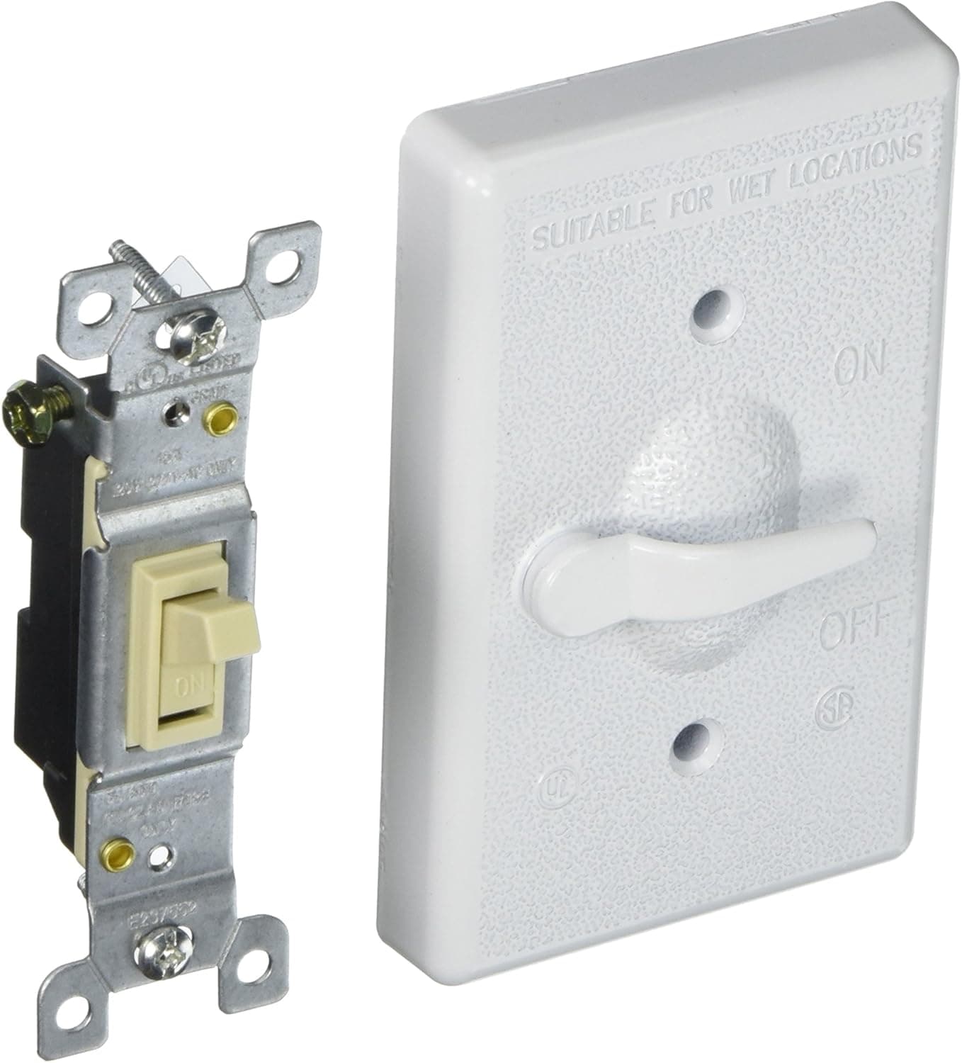 BELL 5121-1 Weatherproof Cover Toggle Single Pole 125V, 15A Switch, 1-Gang, White