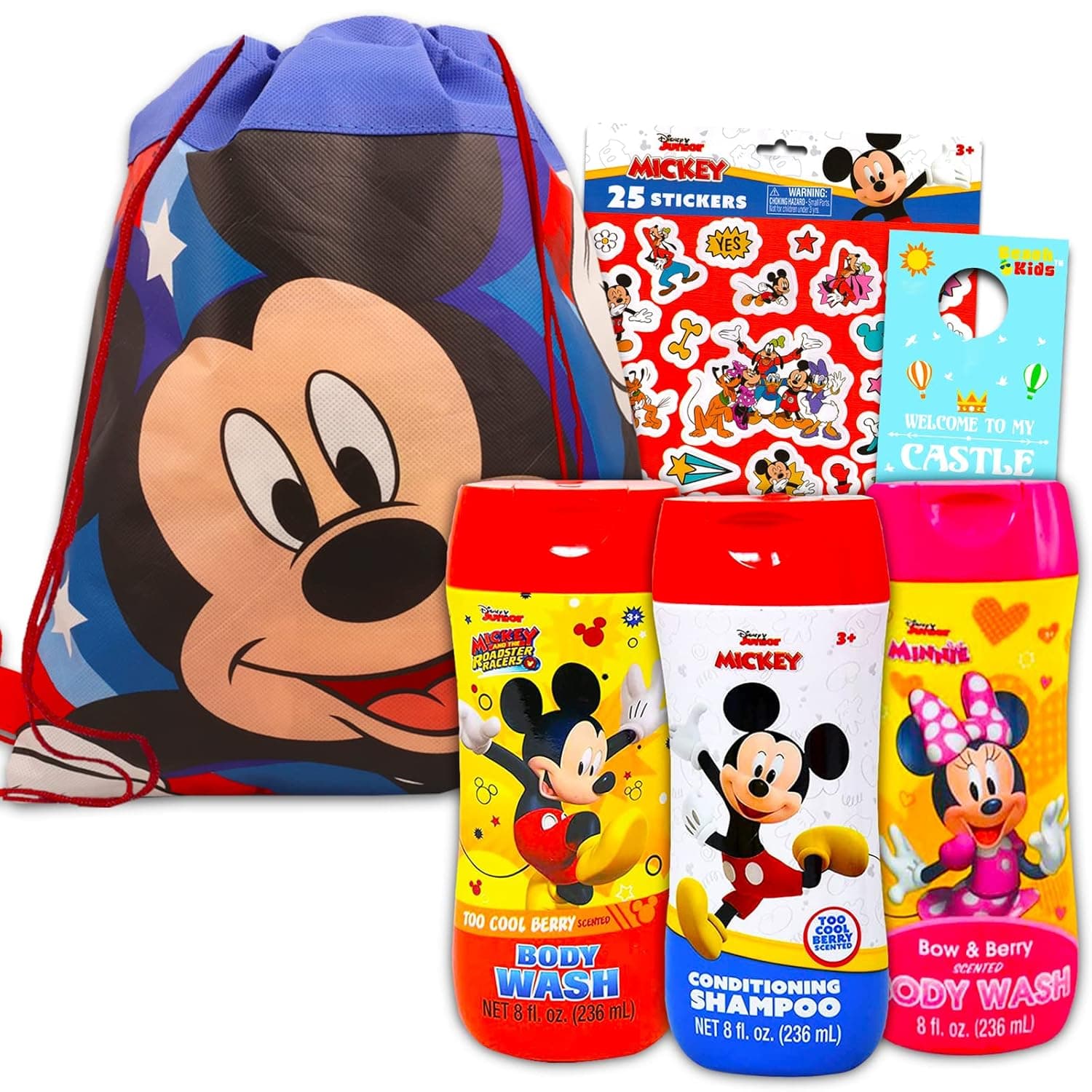 Disney Bundle Mickey and Minnie Mouse Bathroom Set for Kids, Toddlers ~ 6 Pc Disney Accessories Bundle with Body Wash, Bubble Bath, and More (Mickey and Minnie Bath Toys) Disney Bathroom set