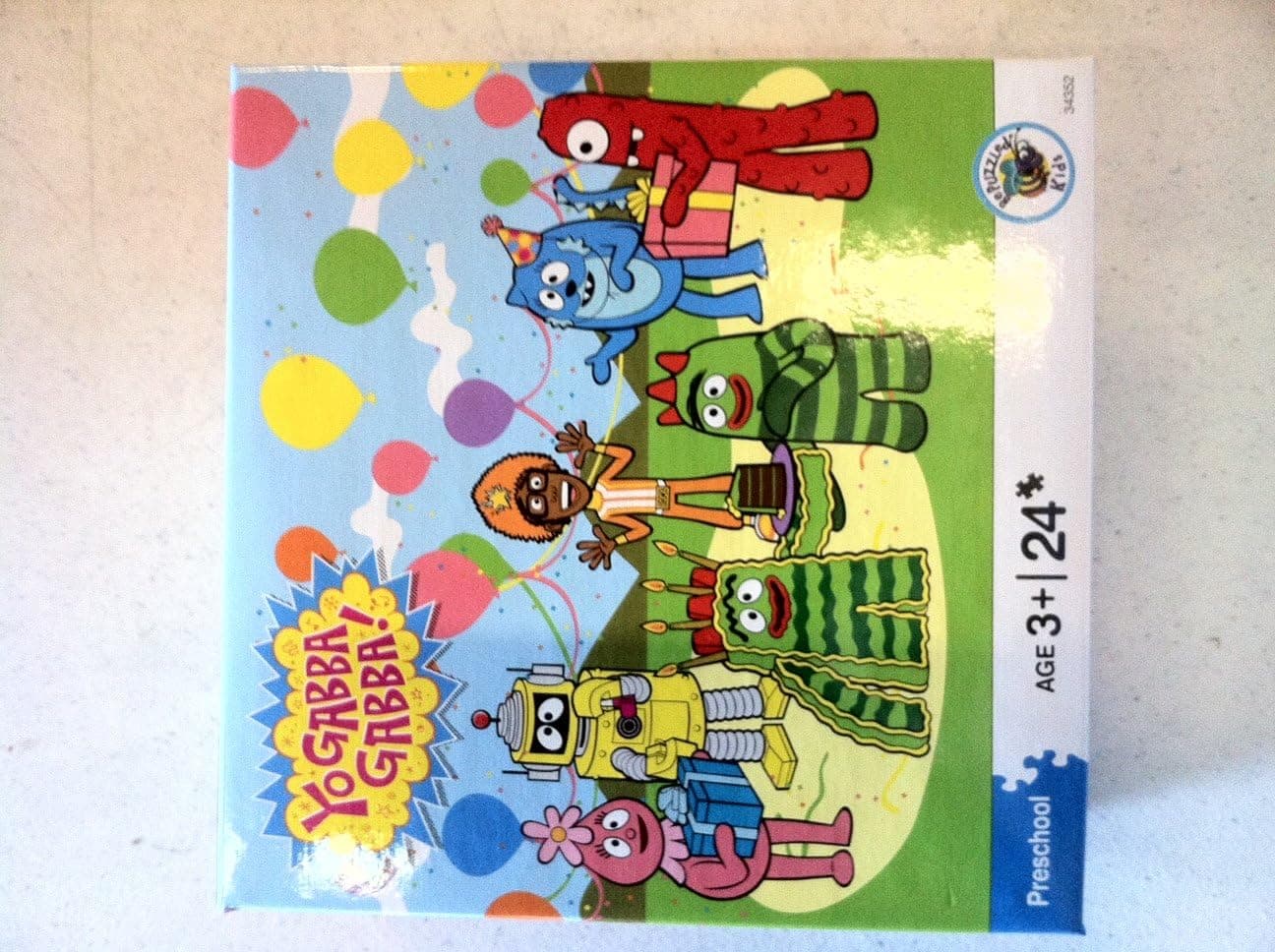 YO Gabba Gabba 24 Pc Jigsaw Puzzle -Birthday Party Featuring Muno Plex Brobee Toodee & Foofa