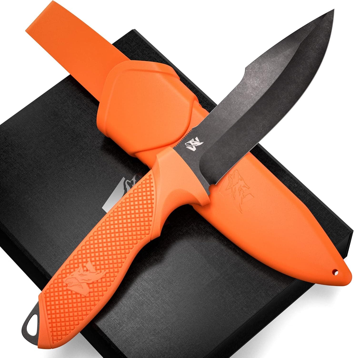 ODENWOLF WOLF-I Full Tang Survival Knife with Sheath - Stylish Tactical Fixed Blade Knife - Made of 440C Steel - Bushcraft and Camping Knife Survival - Perfect EDC Outdoor Knife with TPE Handle