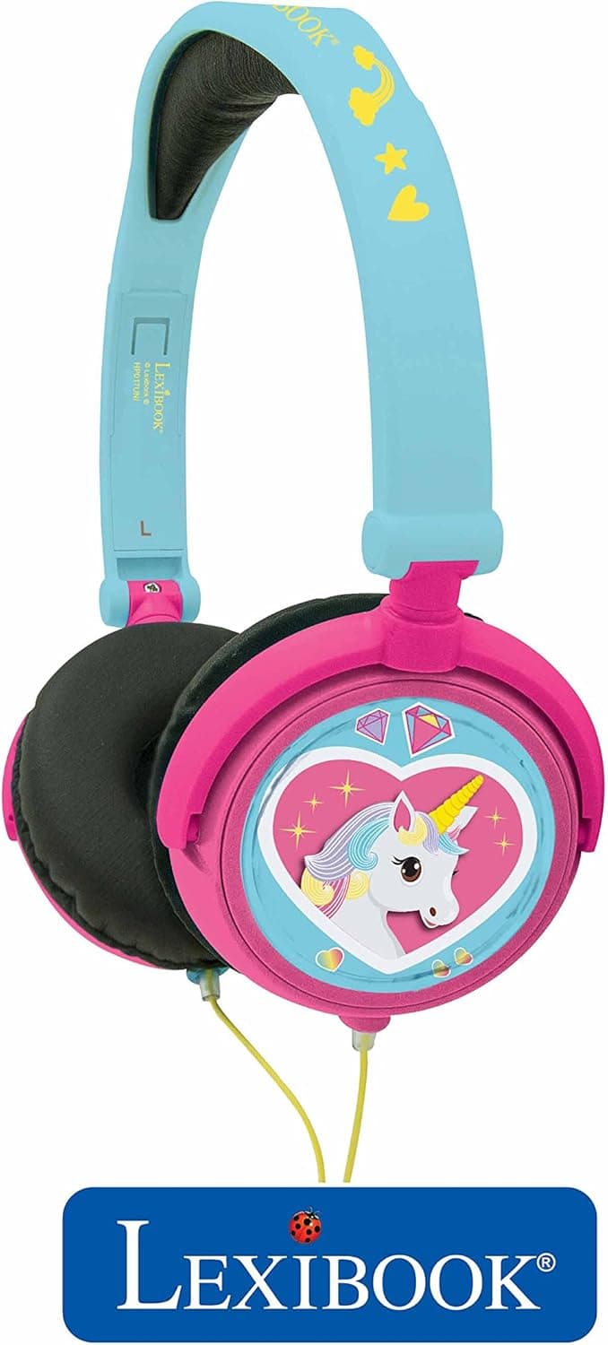 LEXiBOOK Unicorn Foldable Stereo Headphones with Volume Limiter