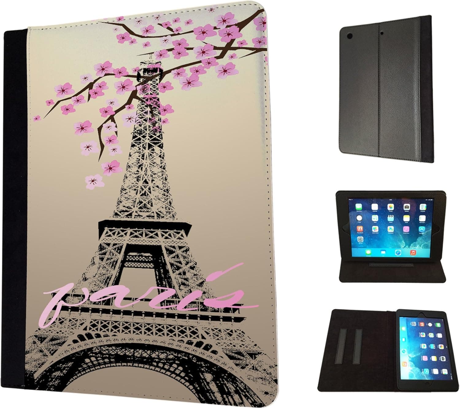 300 - Shabby Chic Floral Paris Eiffel Tower Design Fashion Trend TPU Leather Flip Case For Apple iPad Mini 1 2 & ipad mini Retina 1 2 3 Full Case Flip TPU Leather Purse Pouch Defender Stand Cover