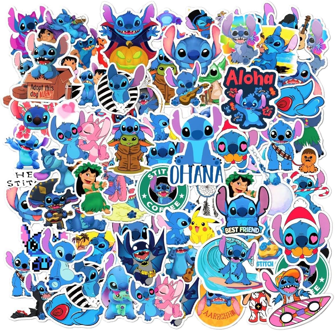 Stitch Caroon Stickers(100pcs) Waterproof Vinyl for Waterbottle Laptop Luggage Car Motorcycle Bicycle Fridge DIY Styling Vinyl Home