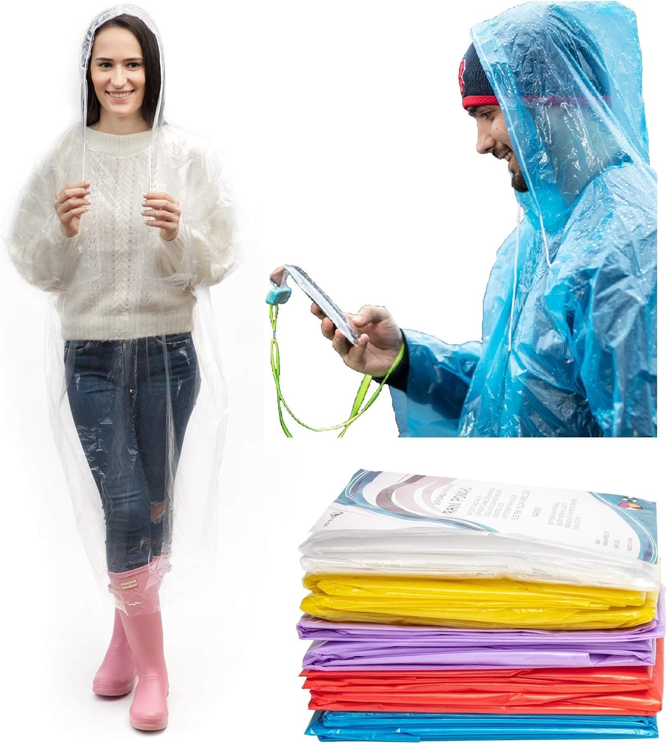 IMPRIE Rain Ponchos for Adults - Rain Gear for Women Waterproof - Disposable Rain Poncho for Theme Parks, Concerts, Camping, Hiking - Emergency Rain Coats for Women