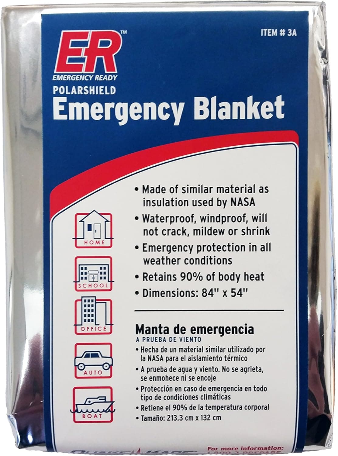 ER Emergency Ready 3AQK-4PK Thermal Mylar Blankets, Pack of 4