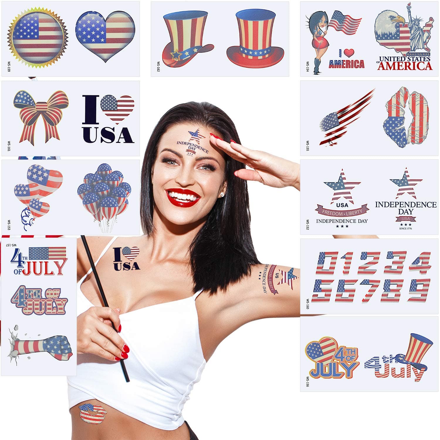30 Sheets Patriotic Temporary Independence Day July 4th USA Temporary for Independence Day USA Party Favors