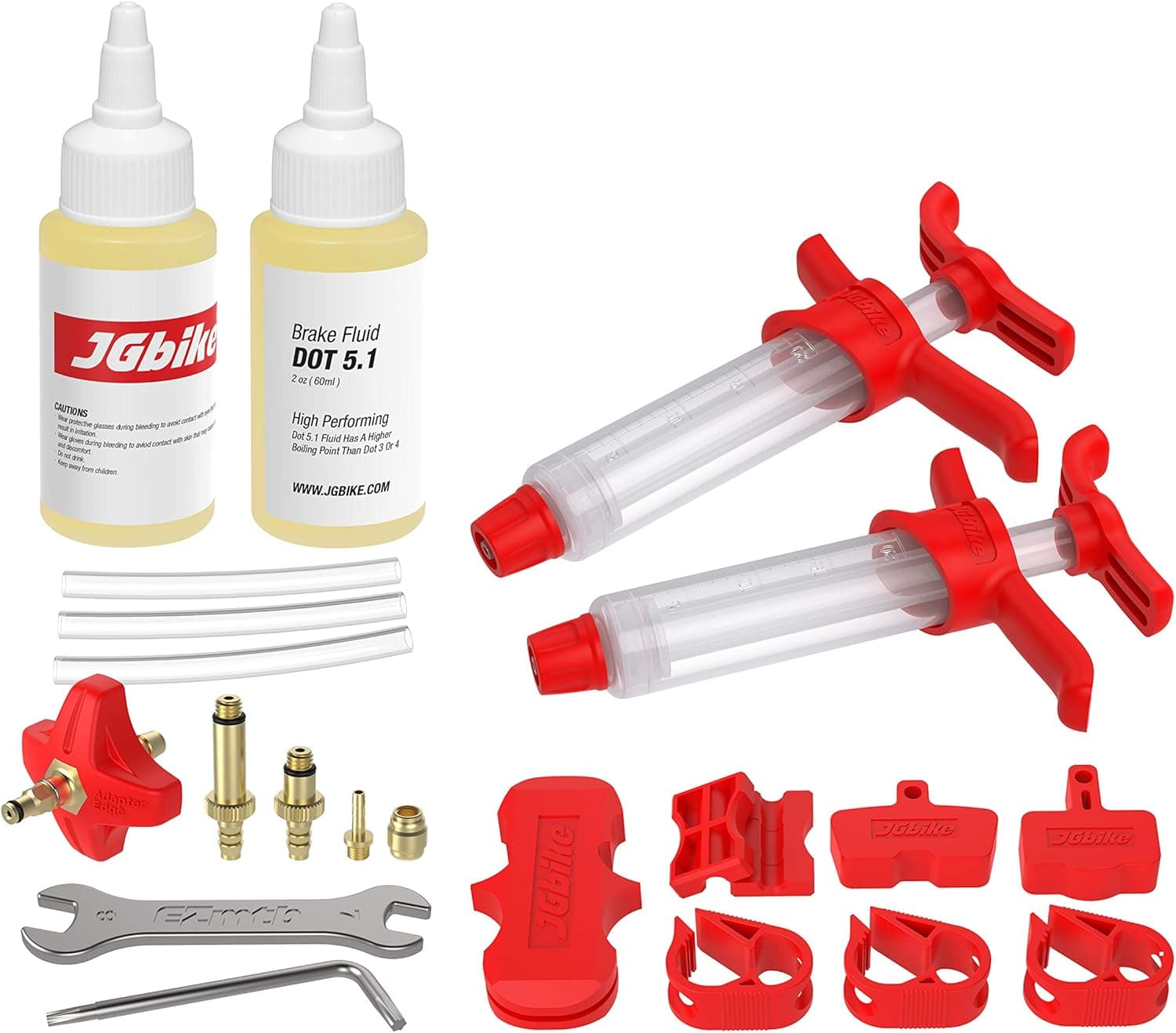 JGbike Standard Bleed Kit for Shimano SRAM AVID Hayes Formula Hydraulic MTB Road Brakes with 120ml Mineral Oil DOT 5.1 Fluid, for MAGURA TEKTRO Giant Disc Brakes