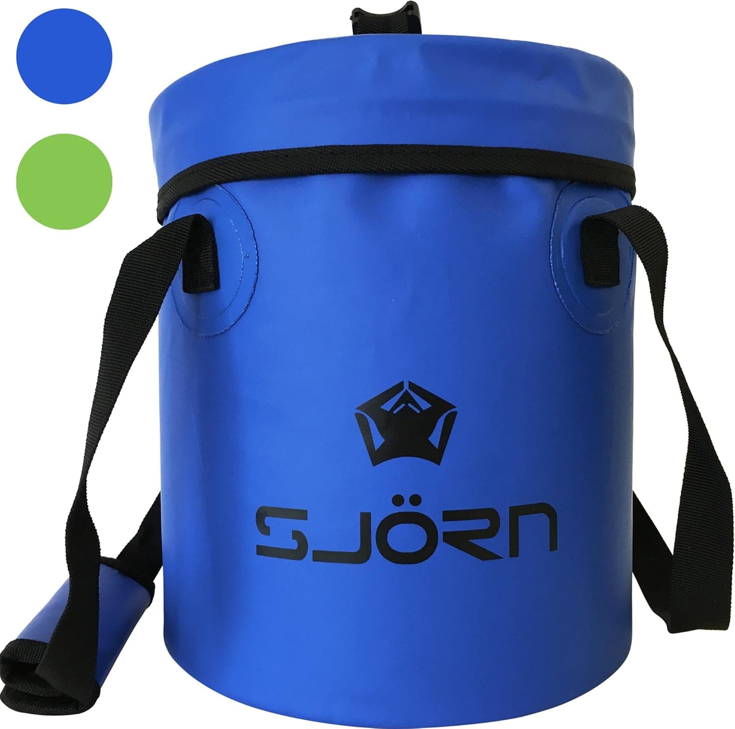 SJORN Premium Compact Collapsible Bucket & Lid 10L or 15L Portable Folding Water Container - Lightweight & Durable - Includes Lid & Grab Handles - Best for Camping, Fishing & Outdoors Blue 10L