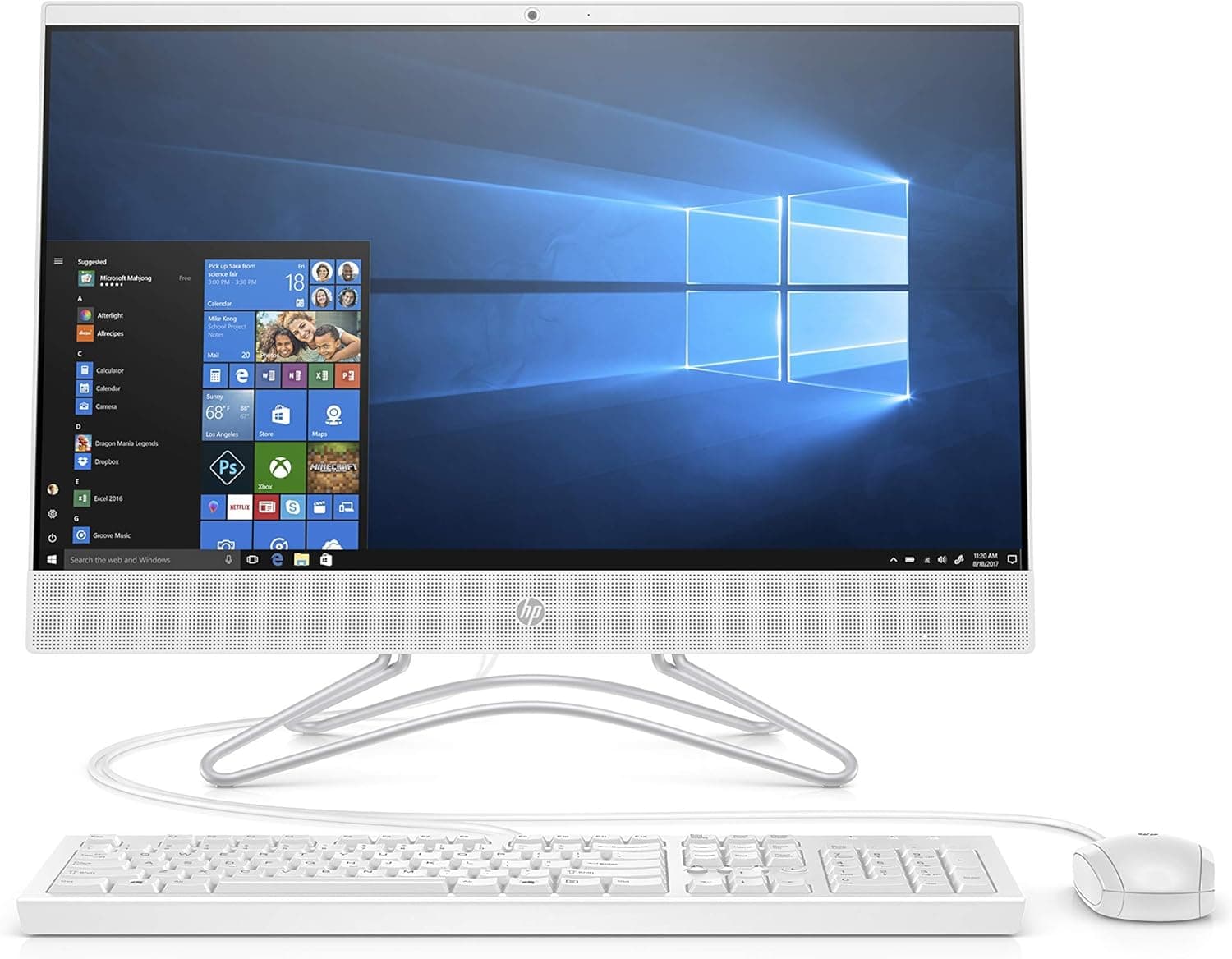 HP 24-Inch All-in-One Computer, AMD A9-9425, 8GB RAM, 1TB Hard Drive, Windows 10 (24-f0020, White) (Renewed)