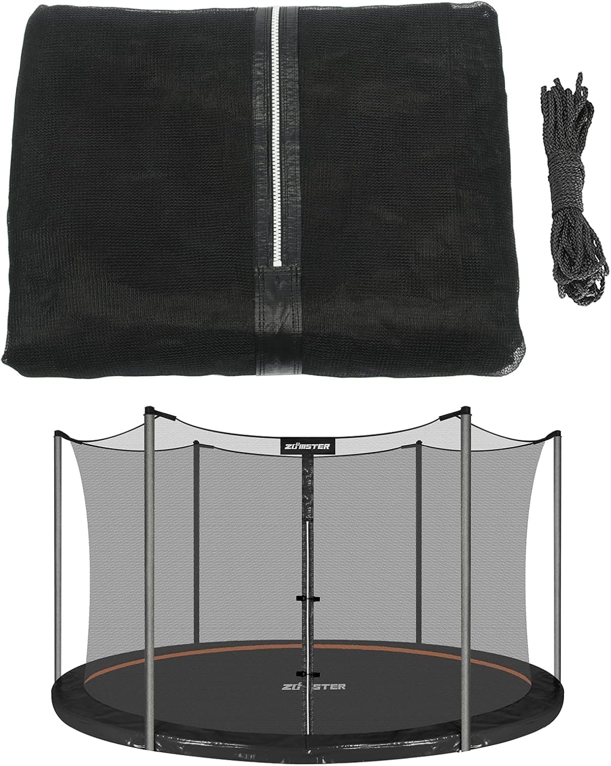 Zoomster Replacement Trampoline Safety Net Enclosure for Round Frame Trampolines, Breathable and Weather-Resistant Trampoline Net Replacement with Adjustable Straps (NET ONLY)