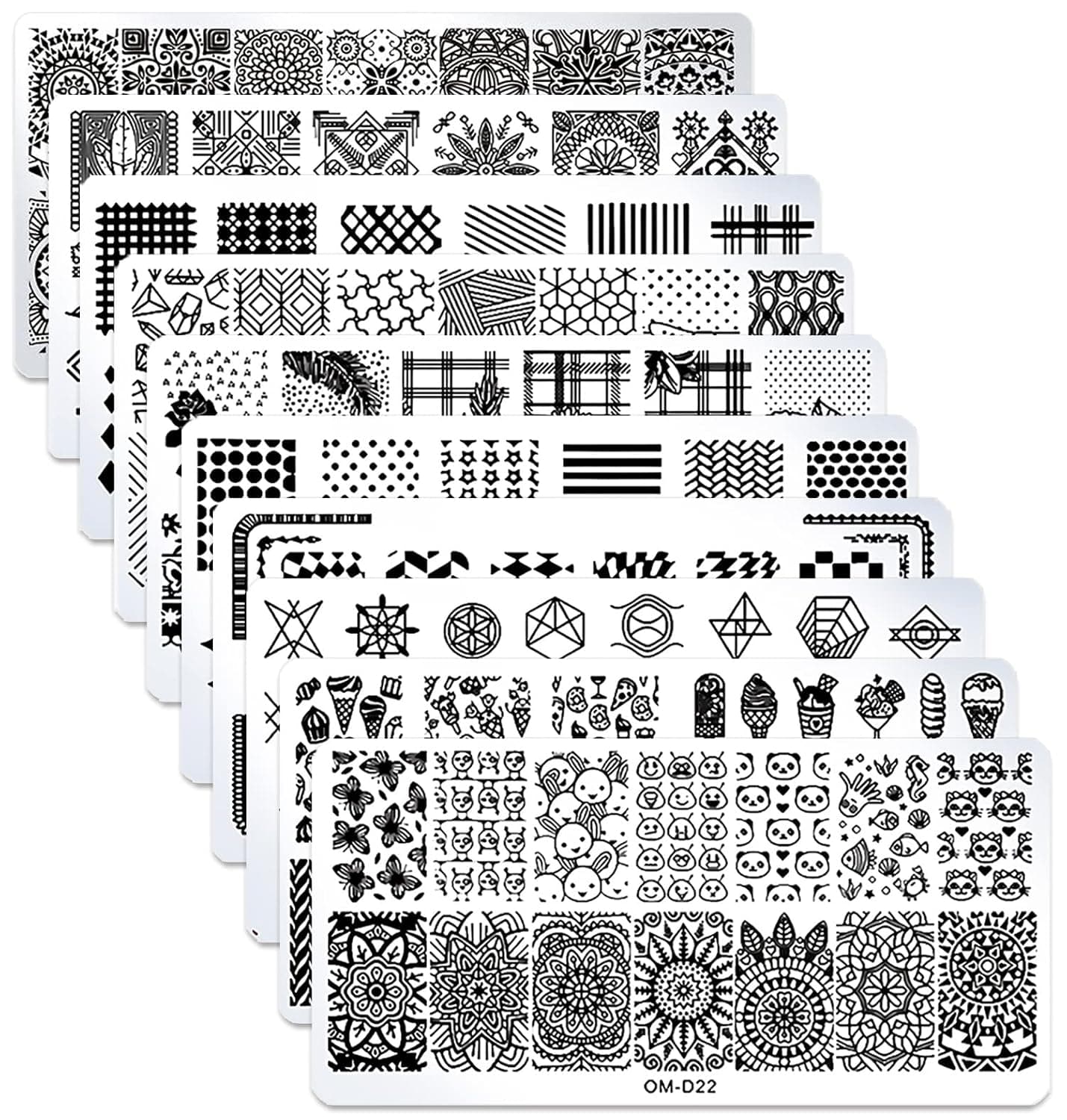 SILPECWEE 10pcs Nail Stamping Plates Nail Stamp Nail Art Plates Geometry Design Nail Stencil Manicure Templates Nail Accessories for DIY&Salon
