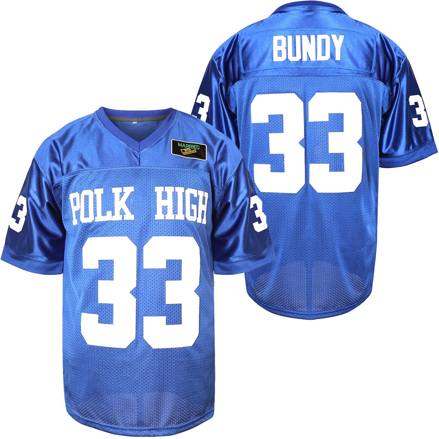 33 AL Bundy Football Jersey, Blue Shirt 90S Hip Hop Clothing Party (Blue, Medium, m)