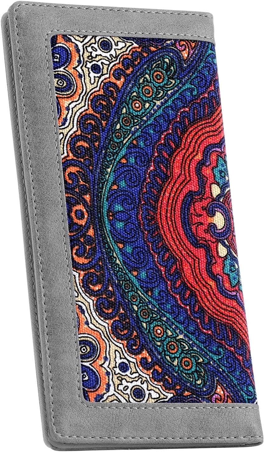 Abberry Womens RFID Blocking Bifold Long Wallets Slim Snap Wallet Card Holder Organizer with Snap Fastener and ID Window for Ladies and Girls(Grey