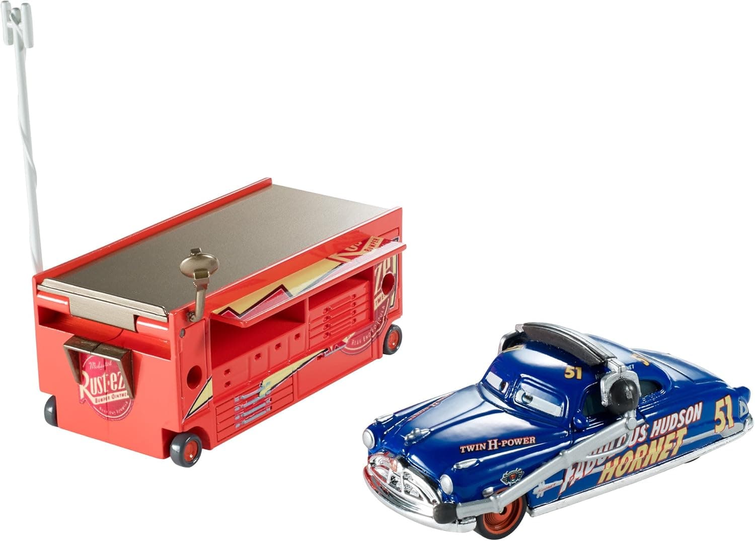 Disney Car Toys Oversized Hudson Hornet with Headset & Stand Diecast Vehicle