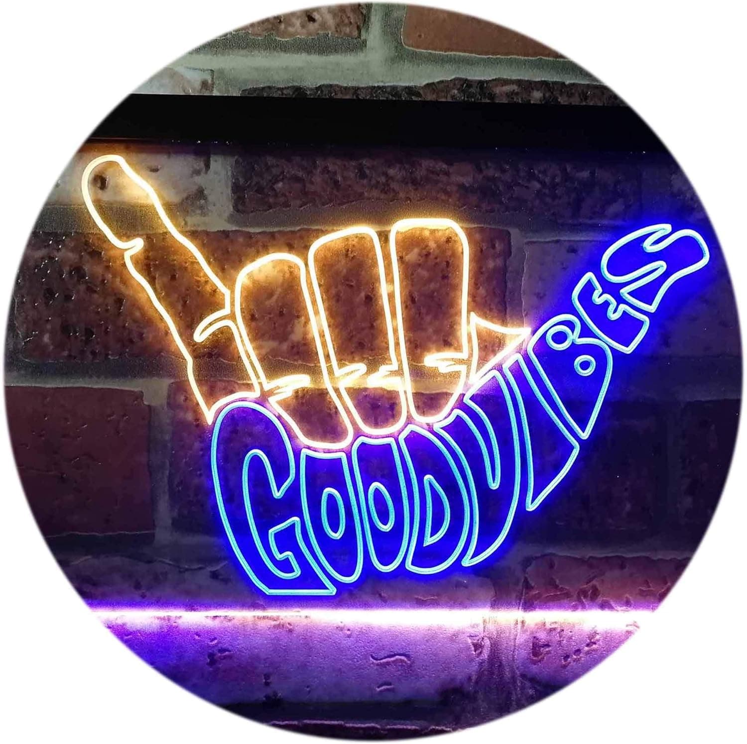 ADVPRO Good Vibes Only Hand Party Decoration Dual Color LED Neon Sign Blue & Yellow 16" x 12" st6s43-i1076-by