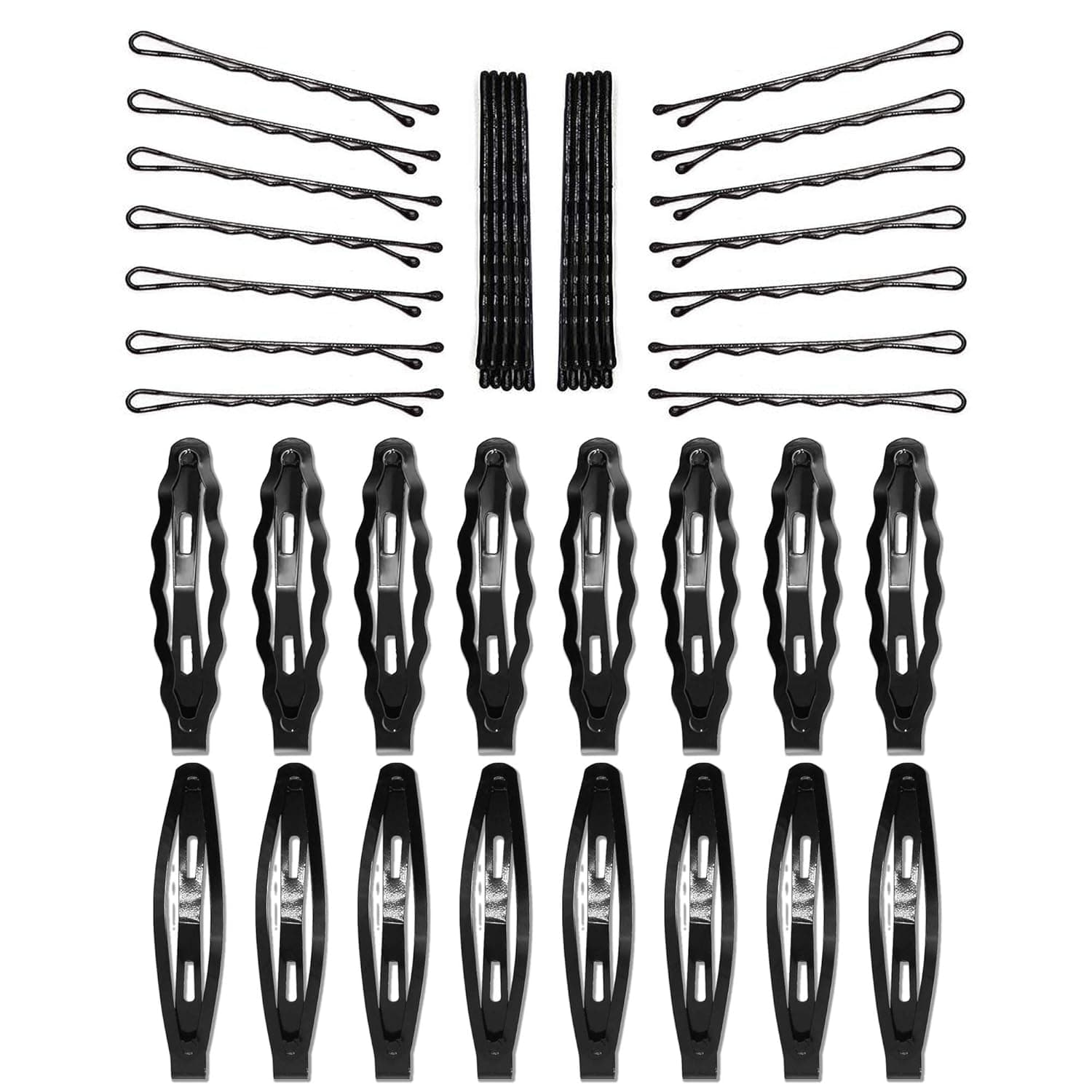 28 Pcs Black Bobby Pins 16 Pack Snap Hair Clips for Girls and Women Bun Metal Hairpin Hair Styling Jewelry Hair Clips Accessories Barrettes