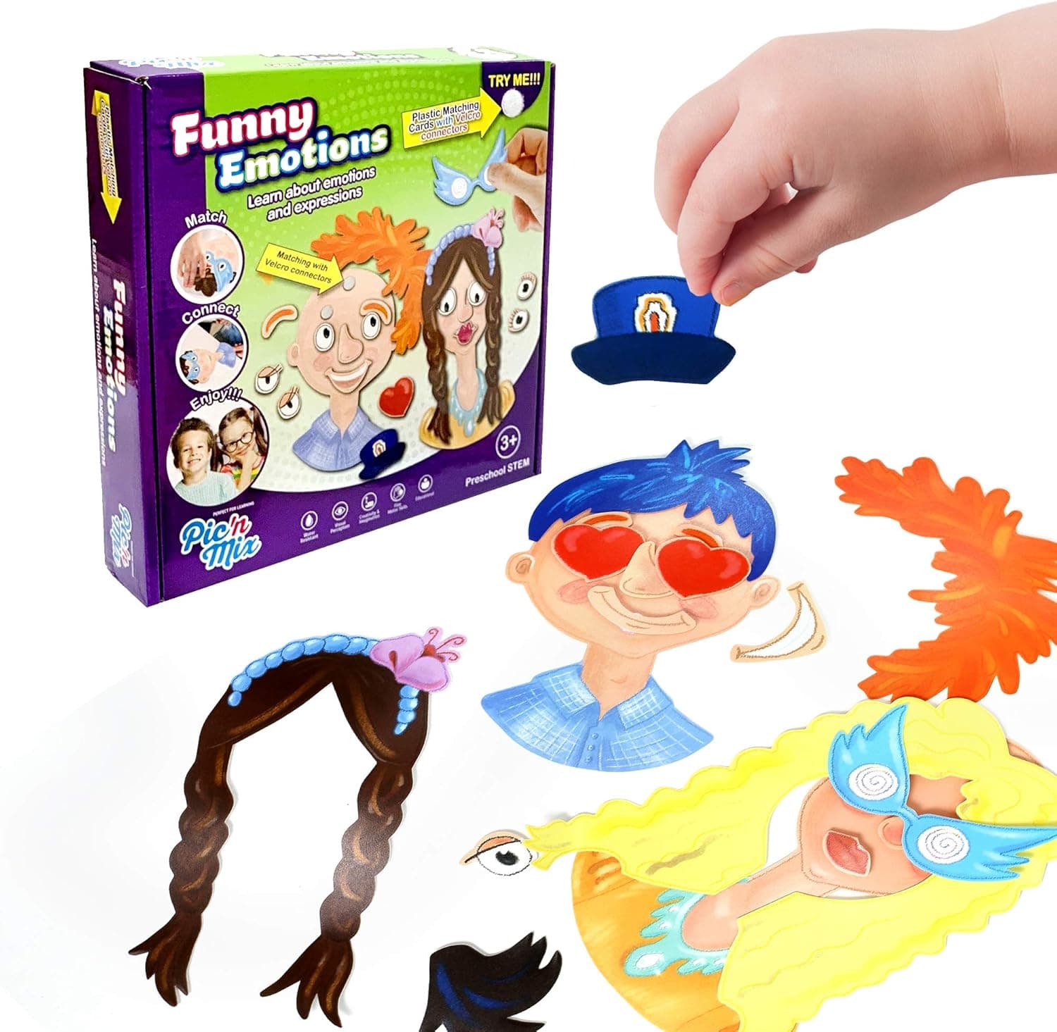 Funny Emotions Preschool Learning Toys, Montessori Toddler Board Games for 3+ Year olds, 58 Piece, Learning Games for Kids Ages 3-5, Speech Therapy Materials, Educational Toys, Craft for Kids
