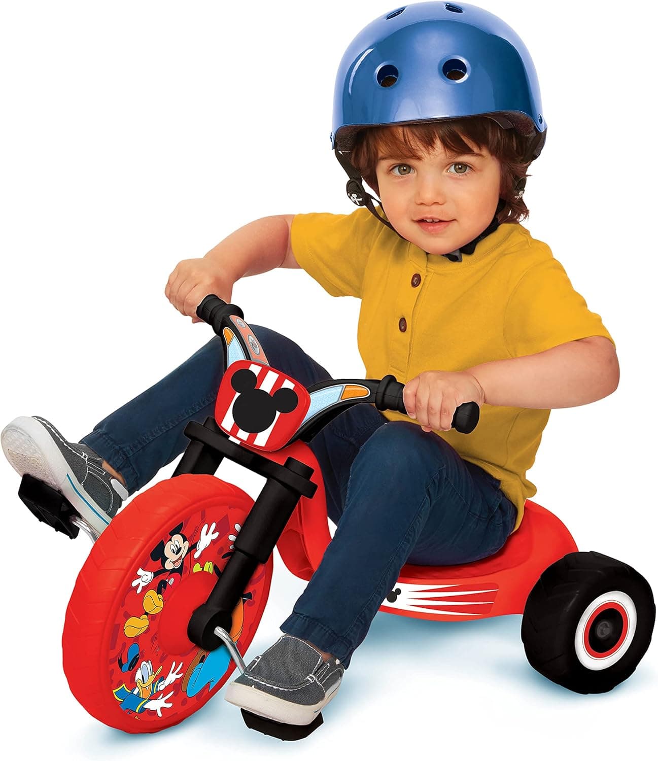 Fly Wheels Mickey Mouse 10 Junior Cruiser Ride-On Pedal-Powered Toddler Bike Trike, Ages 18-36 M for Kids 33”-35” Tall and up to 35 Lbs