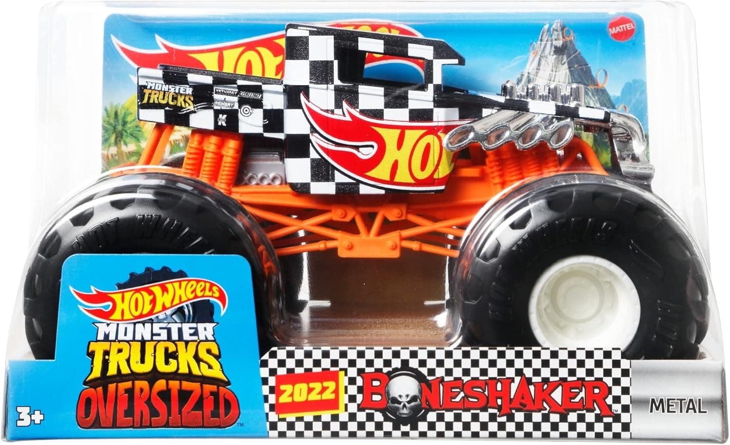 Hot Wheels Monster Truck 1:24 Scale 2022 Bone Shaker It All Vehicle with Giant Wheels for Kids Age 3 to 8 Years Old Great Gift Toy Trucks Large Scale