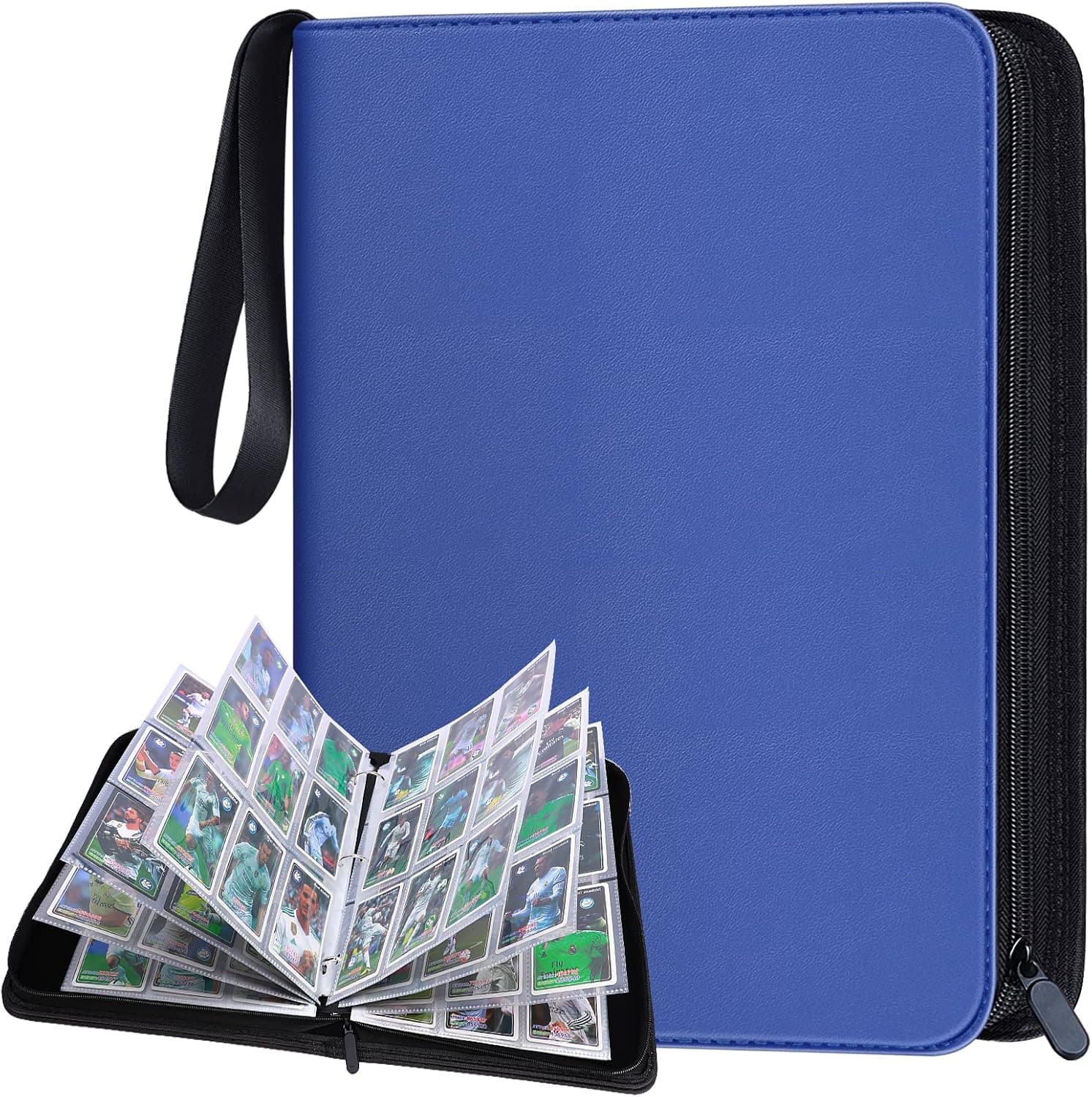 POKONBOY 720 Pockets Trading Card Binder Sleeves Baseball Card Binder Sleeves, Trading Card Holder Carrying Card Case Fit for Baseball Cards, Trading Cards, Football Cards (Blue)