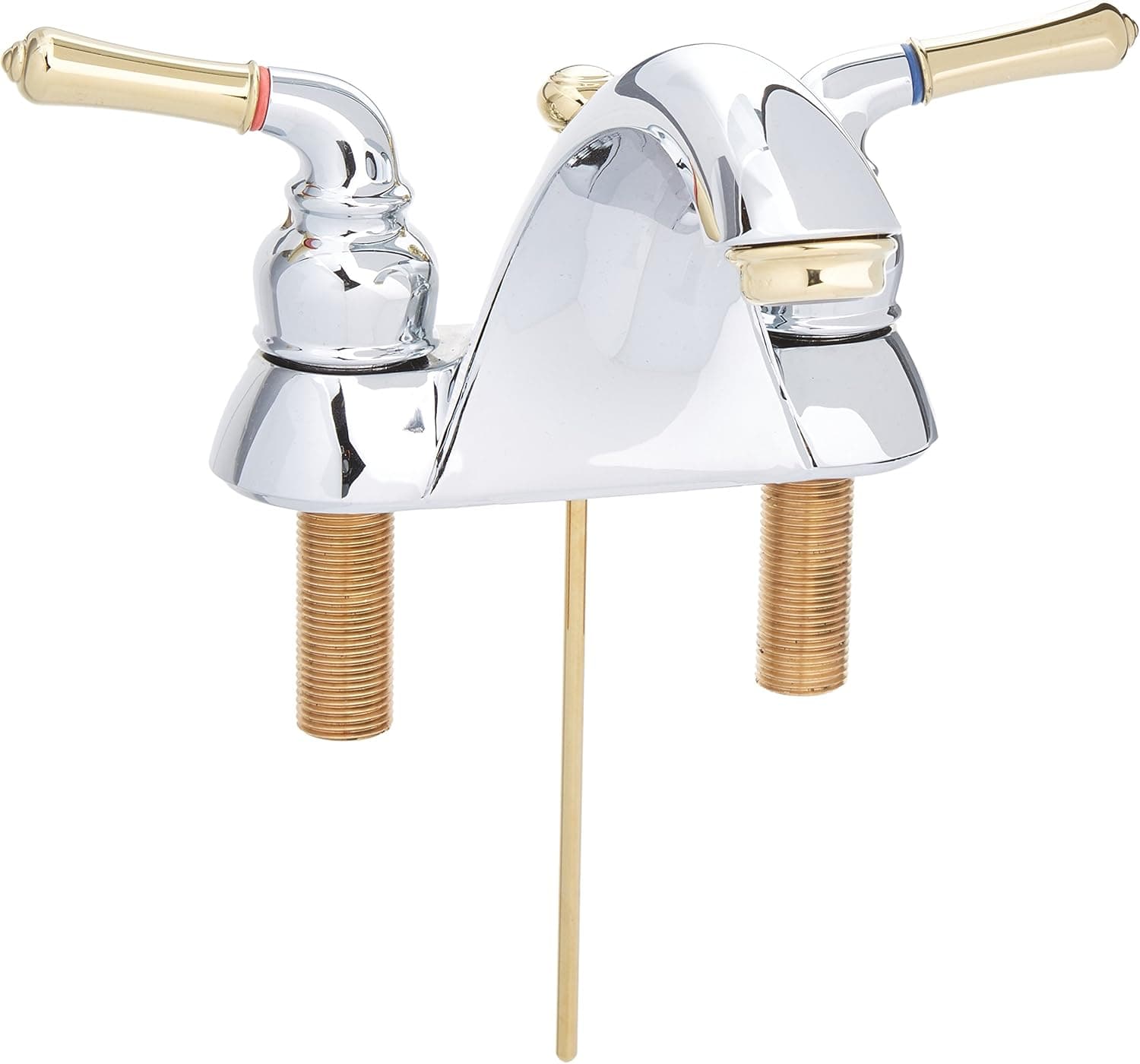 Elements of Design EB2624B St. Charles 4" Centerset Lavatory Faucet with Retail Pop-Up, 5-1/8" in Spout Reach, Polished Chrome/Polished Brass