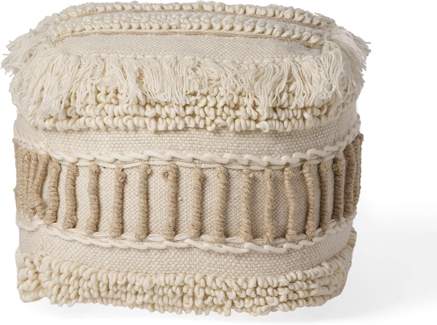 Christopher Knight Home Proto Pouf, Ivory + Beige