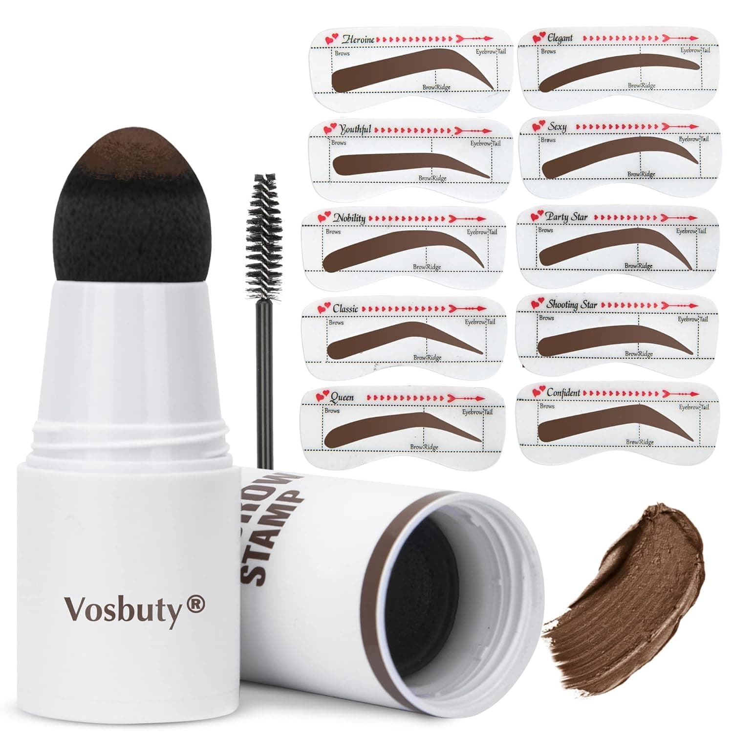 Eyebrow Stamp Stencil Kit-Brow Stamp And Shaping Kit- One Step Brow Stamp Kit -Waterproof Long-lasting Eyebrow Stamp-Soft Brown
