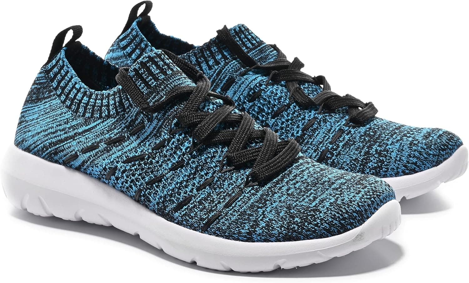 JIUMUJIPU-A04, Women's Lightweight Walking Shoes, Comfortable Walking Shoes with Memory Foam,Flexible Running Shoe (Black/Royal Blue/A04-8, Numeric_7_Point_5)