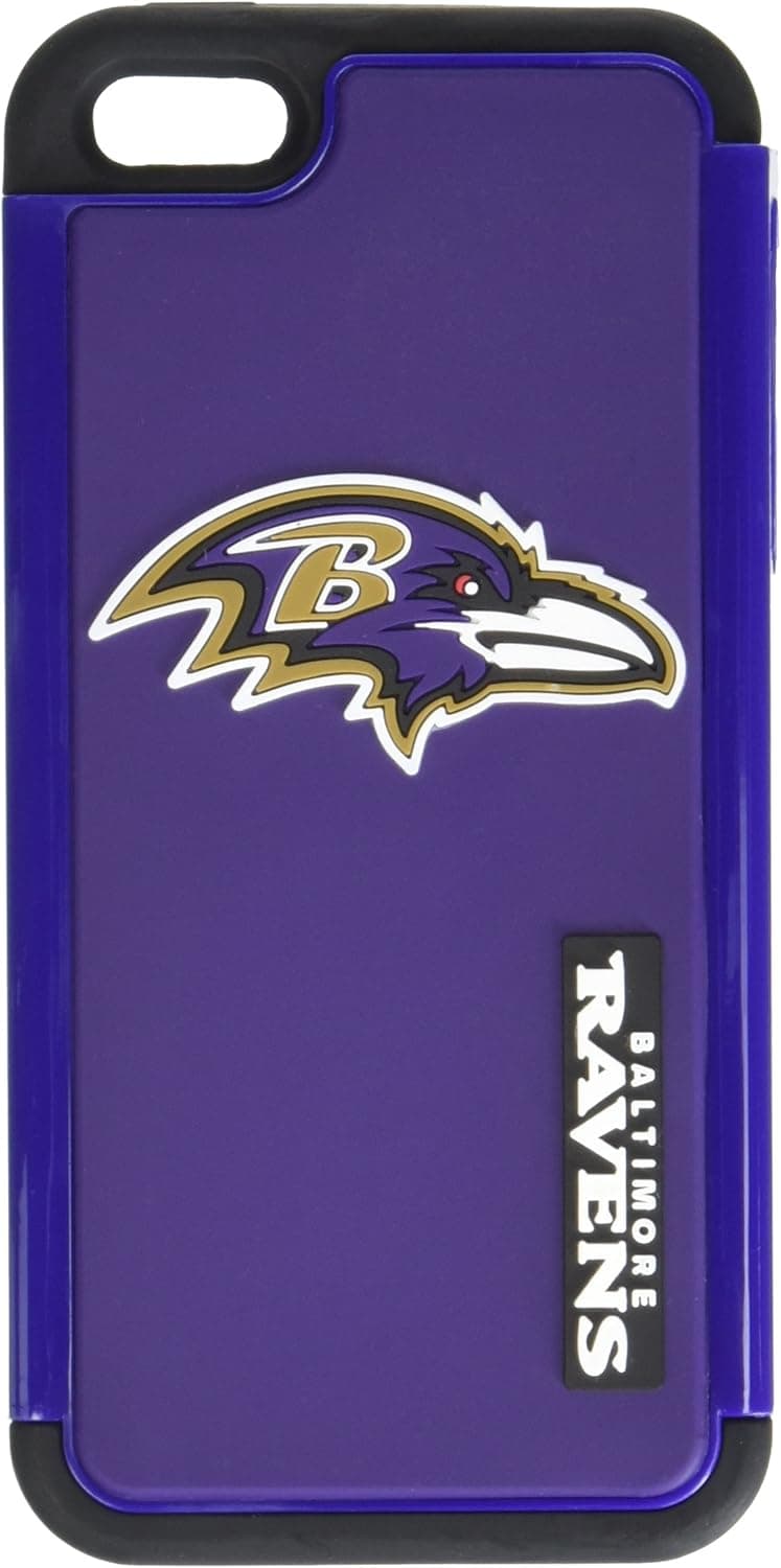 Forever Collectibles NFL Dual Hybrid TPU iPhone 5/5S Rugged Case - Retail Packaging - Black - Baltimore Ravens