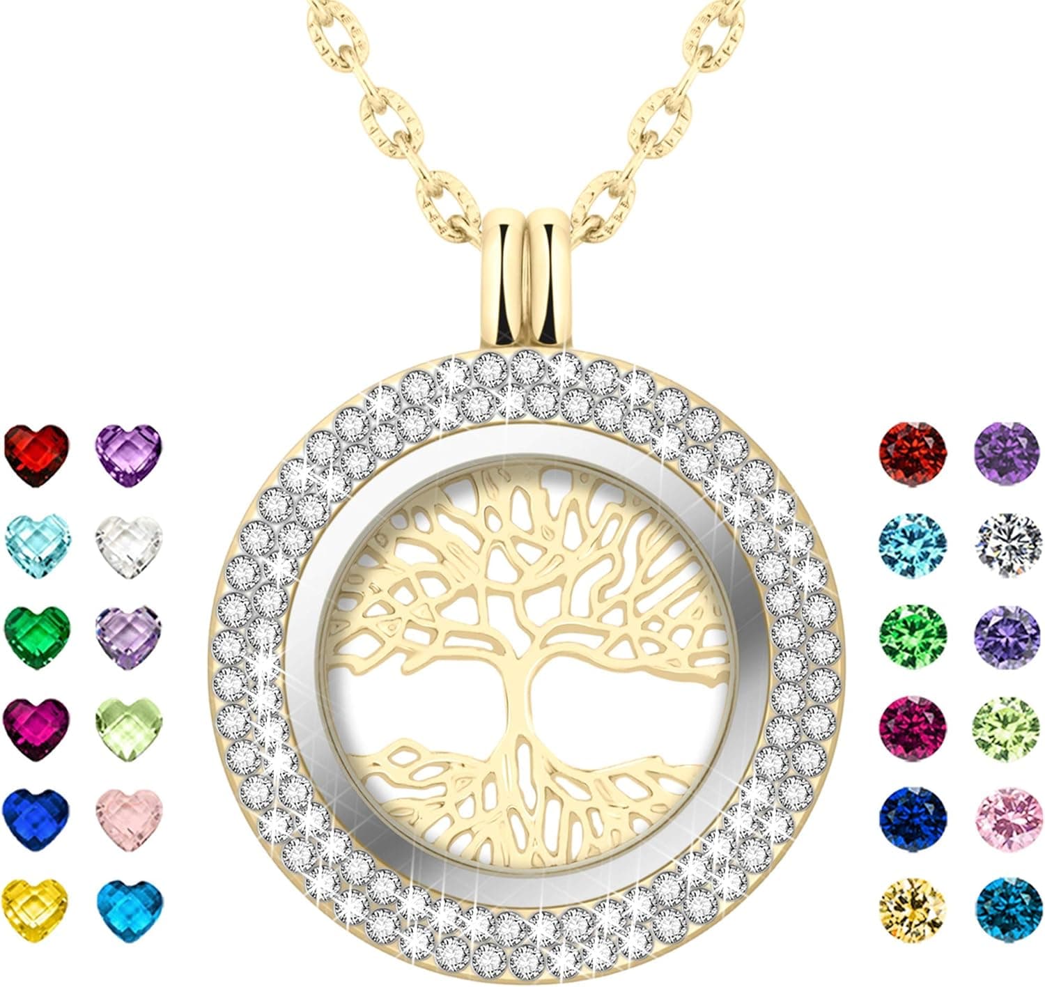 Arletty Family Tree of Life Locket Necklace Engraved I Love You to The Moon and Back
