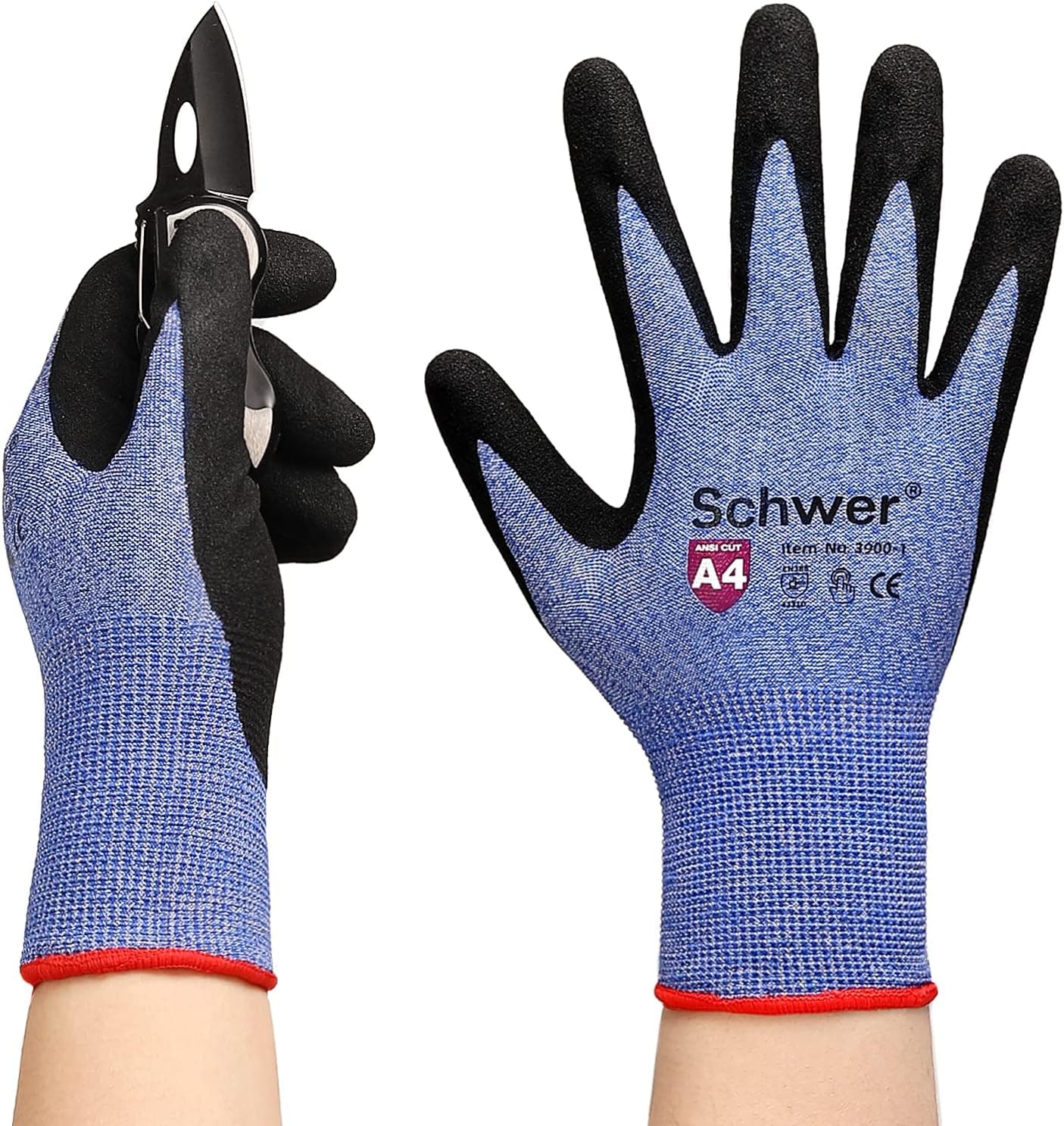 Schwer AIR-SKIN Cut Resistant Gloves with Extreme Lightweight & Thin, ANSI A4 Wire Metal Gloves for Refined Work, Touch-screen, Fiberglass-free, 3D-Comfort Fit, Breathable, 1 Pair