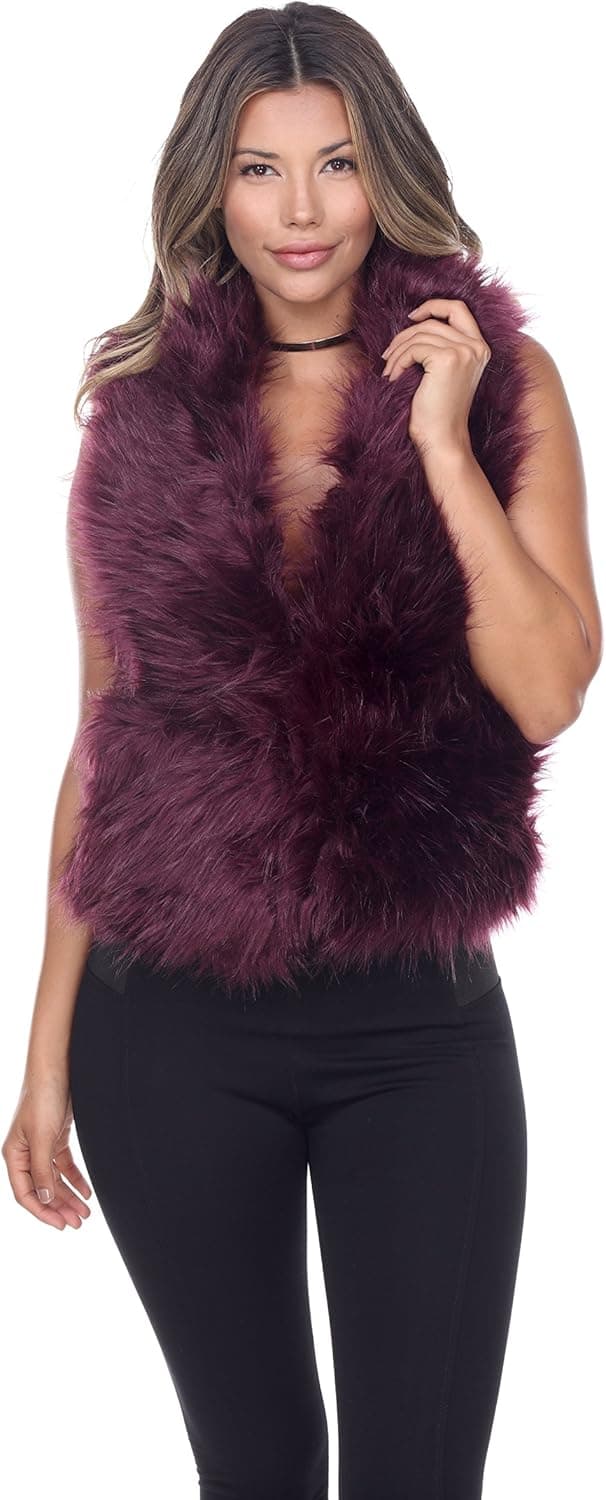 CI SONO Women's Faux Fur Winter Autumn Warm Sleeveless Fuzzy Fluffy Fashion Vest