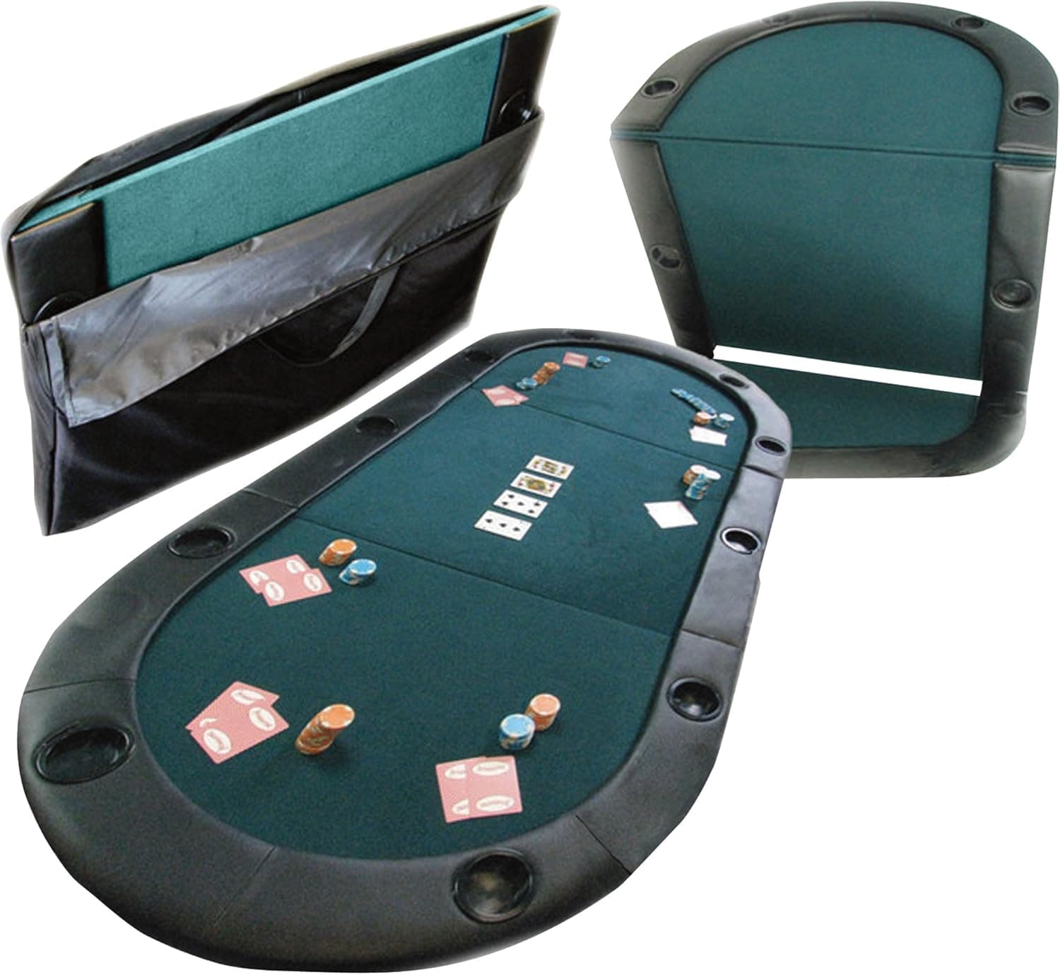 Trademark Texas Hold'em Poker Padded Table Top with Cupholders,Green