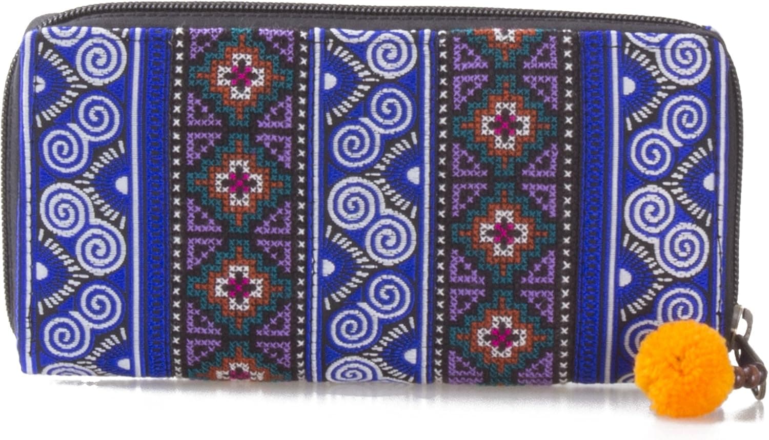 changnoi Unique Handmade Women's Wallet Thai Hmong Embroidered Fabric (Vintage Blue)