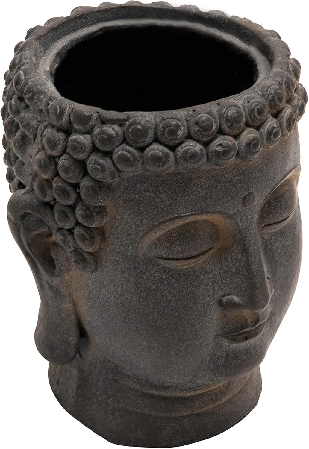 Sagebrook Home 13029-09 Resin 9" Buddha Flower Pot, Black, 8''L x 8''W x 9''H