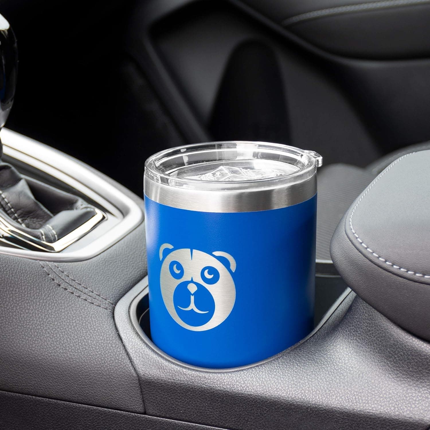 Polar Bear Tumblers Double Wall Insulated Tumbler with Handle | 30 Oz Dark Blue Tumbler with Straw | Travel Mug Includes 2 Lids, Metal Straws Plus Straw Cleaner