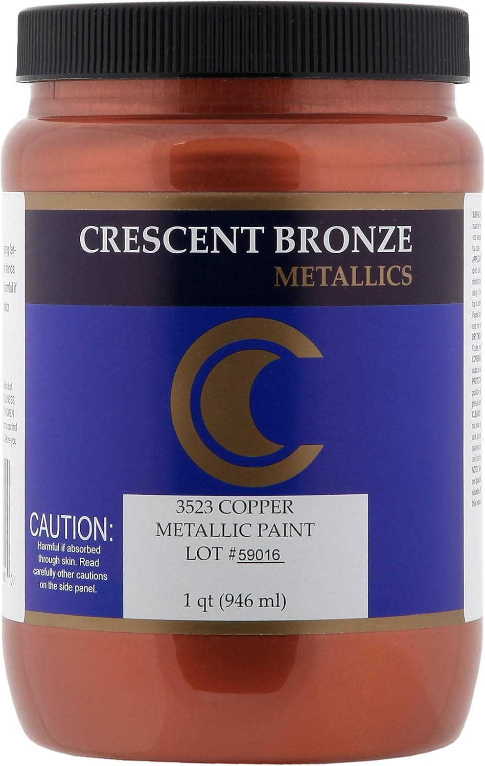 Crescent Bronze Metallic Acrylic Paint - Ready-To-Use - All-in-One Interior and Exterior Home Improvement Paint - Multiple Applications - Medium Opacity and Premium Durability - 1 Quart - Copper