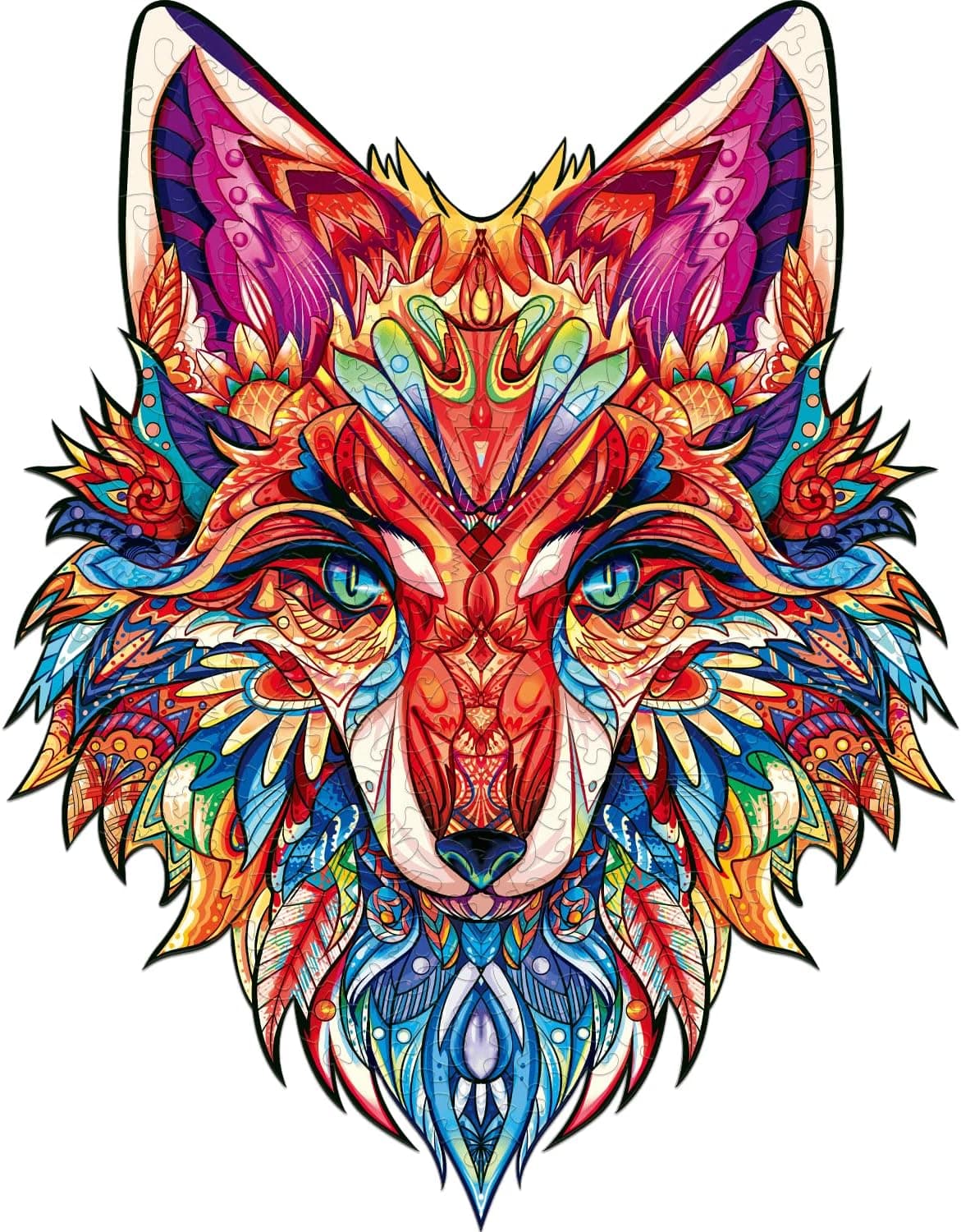 CLAORD Version 2.1 Fox Wooden Jigsaw Puzzles for Adults, 10 x 13 Inches and 198pcs with 12 Uniquely-Shaped Pieces, Colorful Unique Shape Animal Wooden Puzzle, Best Gift for Adults and Kid…
