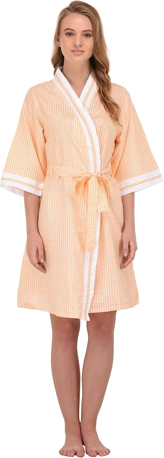 Ezi Women's 'Stacy' Gingham Cotton-rich Short House Robe