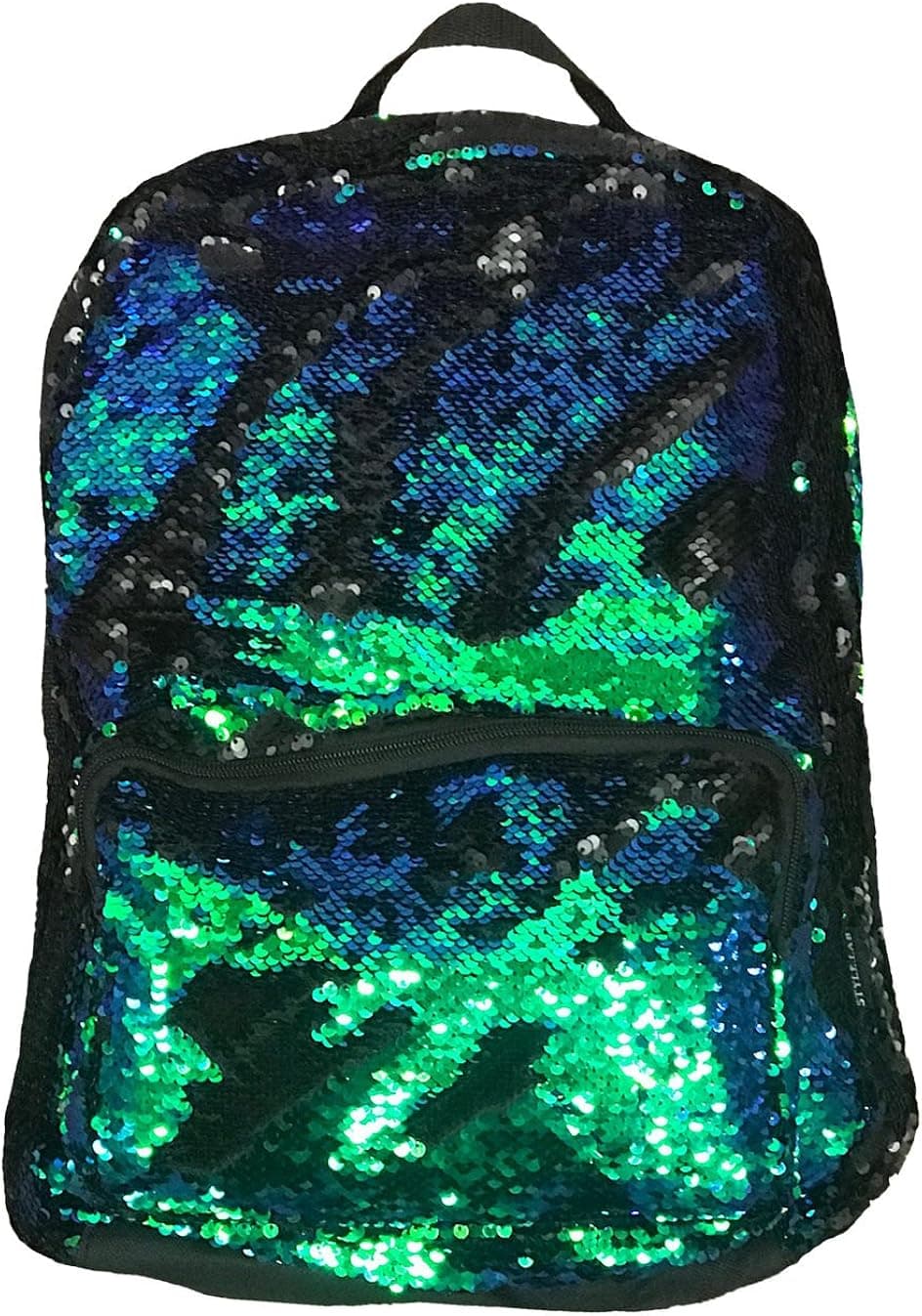 BG-709-MS-0633 Festival Rave Mermaid Scales Reverse Sequin Backpack - Blk/Green
